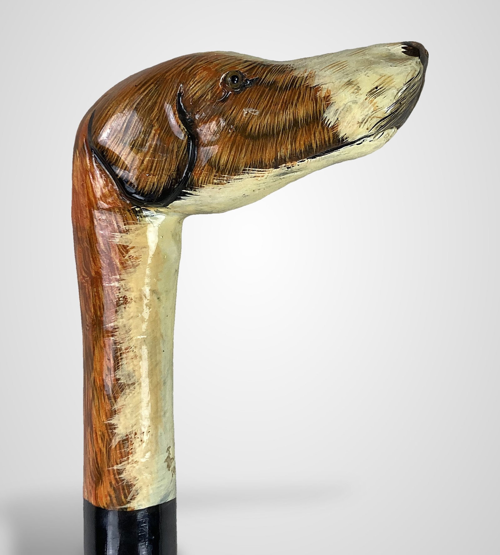 Folk Art Polychrome Hunting Dog Cane - 3