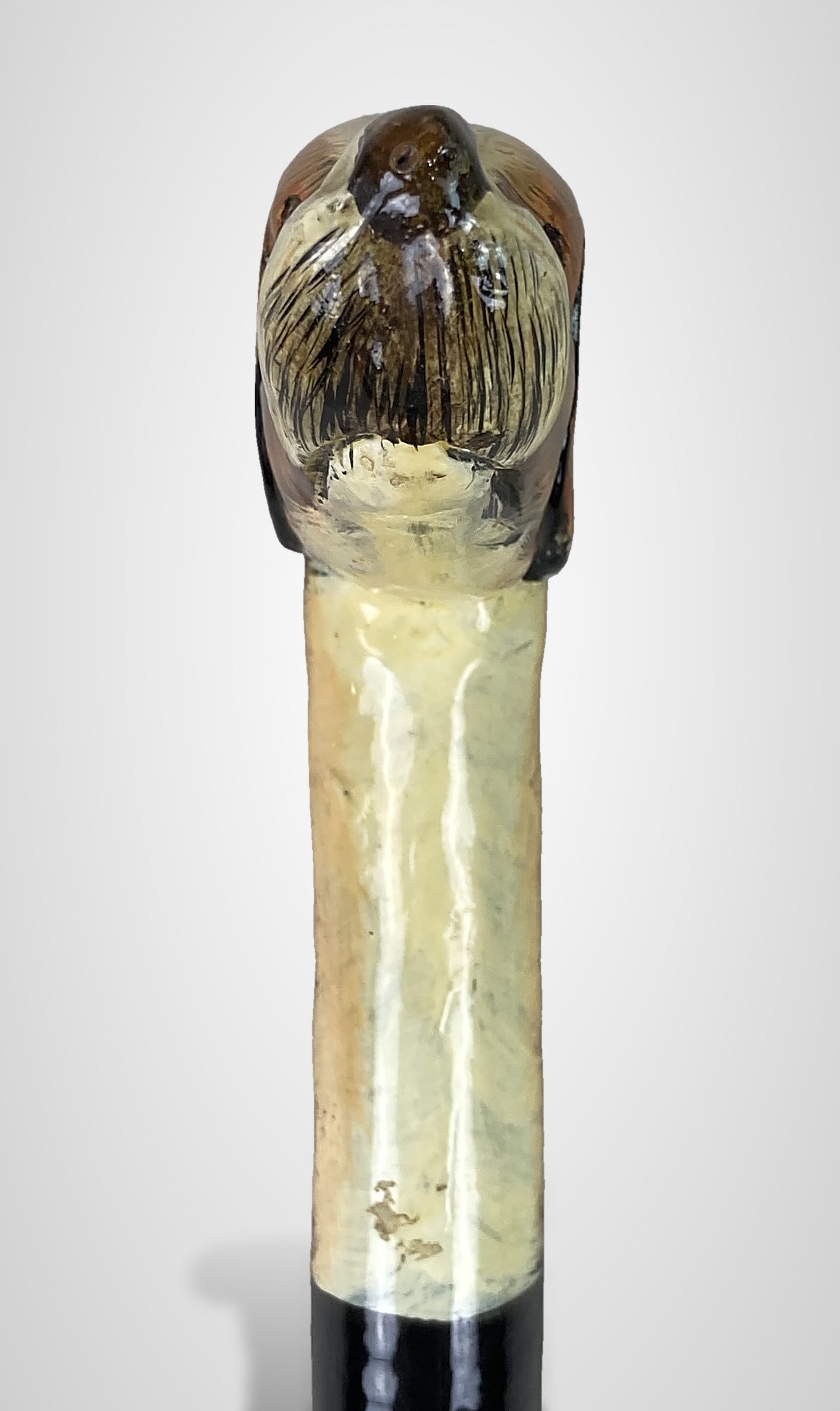 Folk Art Polychrome Hunting Dog Cane - 4