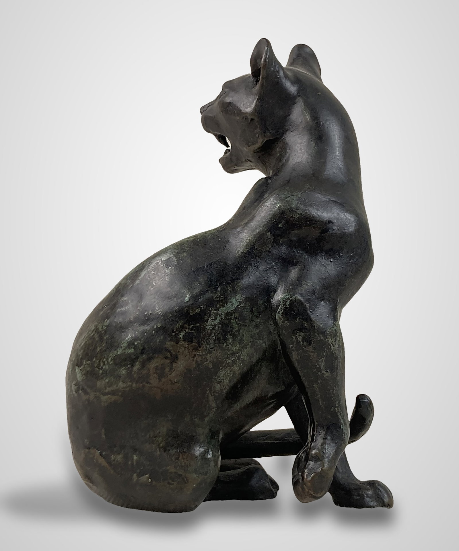 Cast Bronze Cat Sculpture - 3