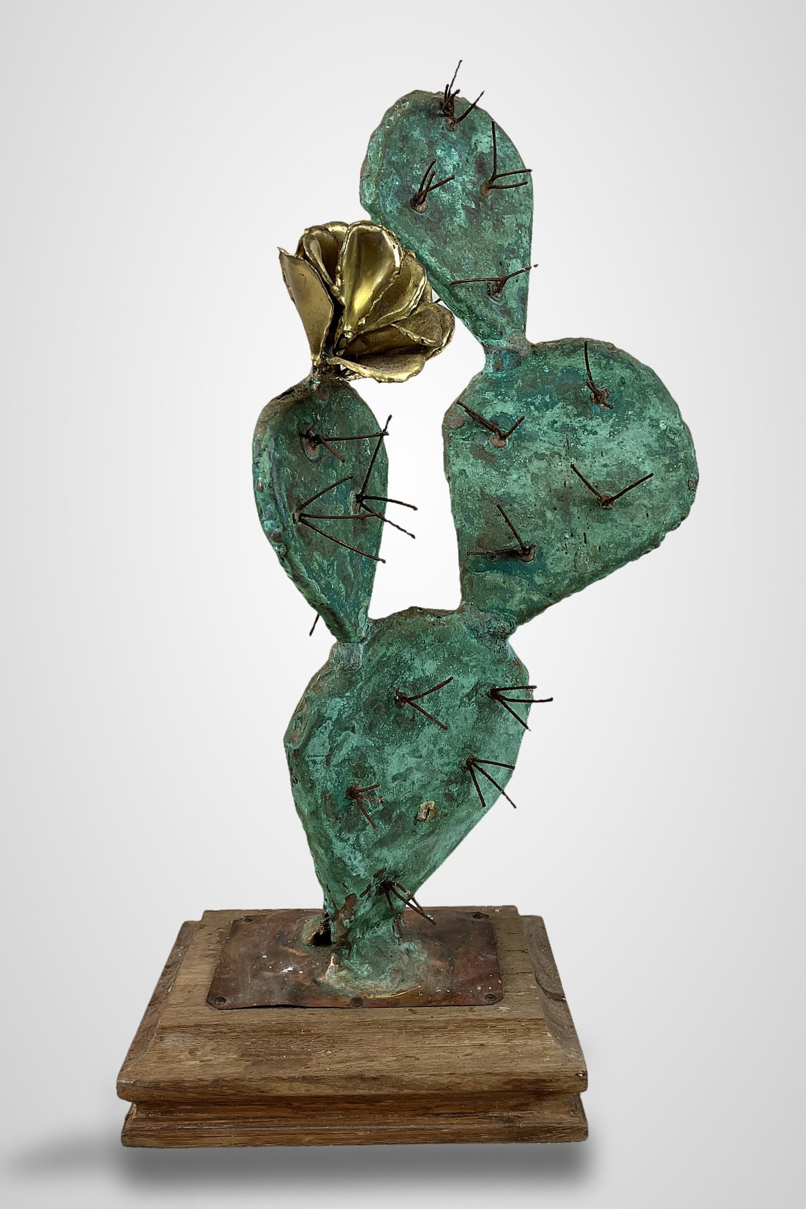 Mixed Metal Cactus Rose Sculpture - 2
