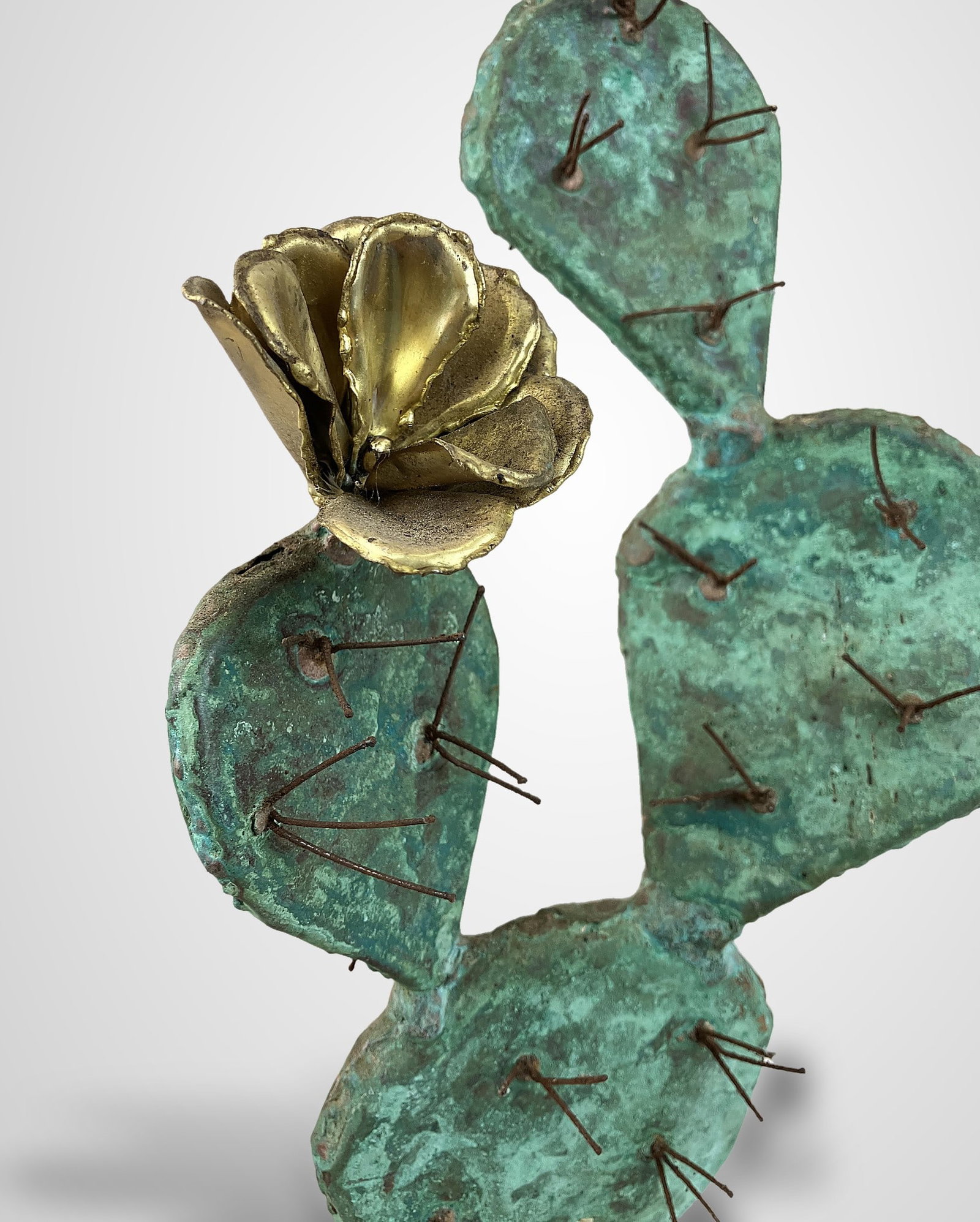 Mixed Metal Cactus Rose Sculpture - 3