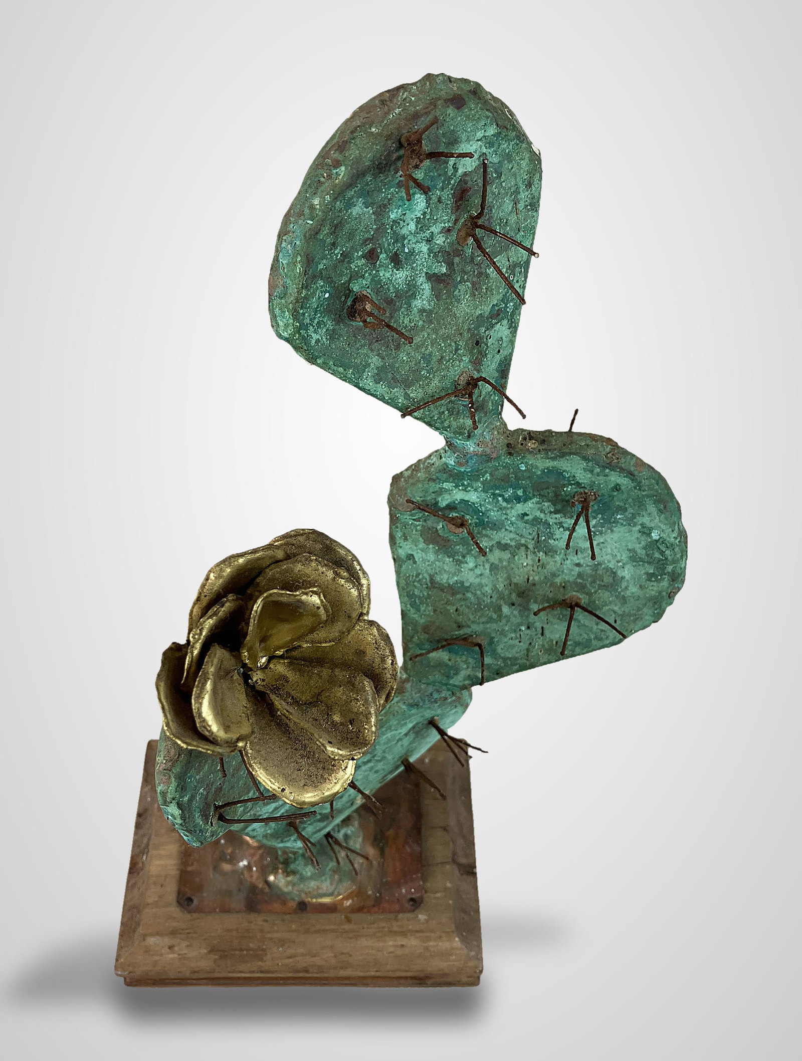 Mixed Metal Cactus Rose Sculpture - 4