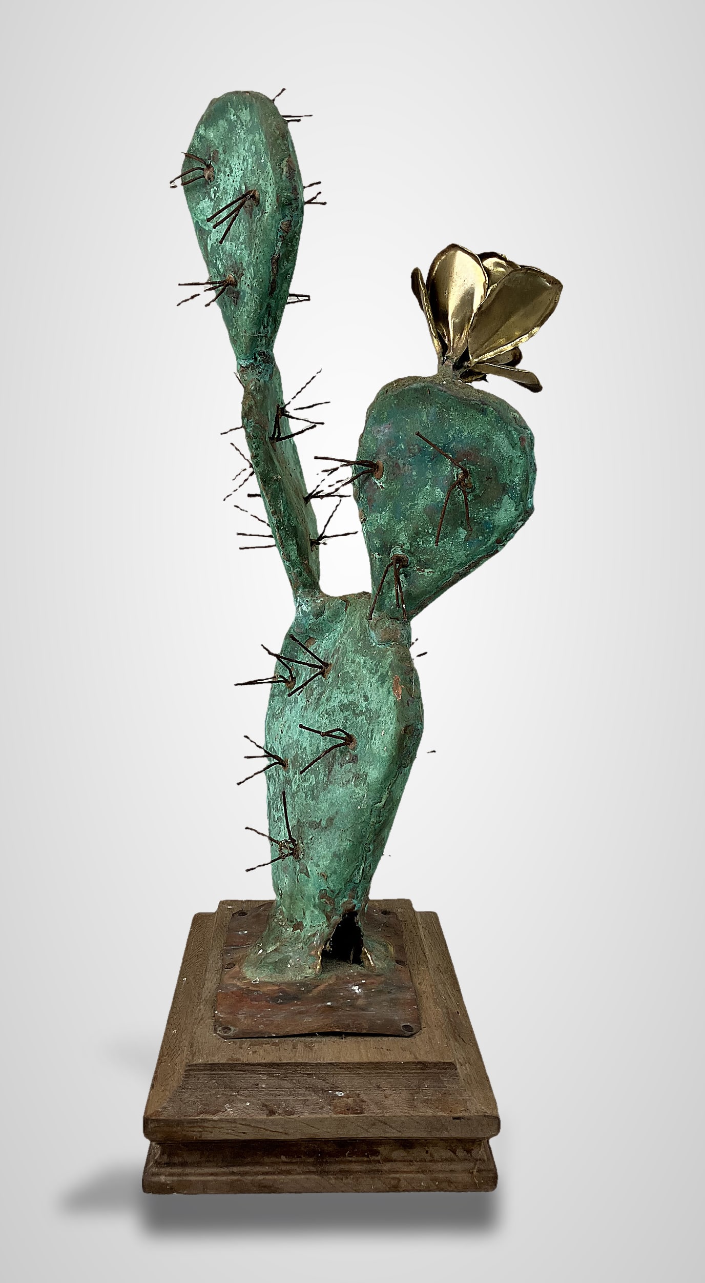 Mixed Metal Cactus Rose Sculpture - 6