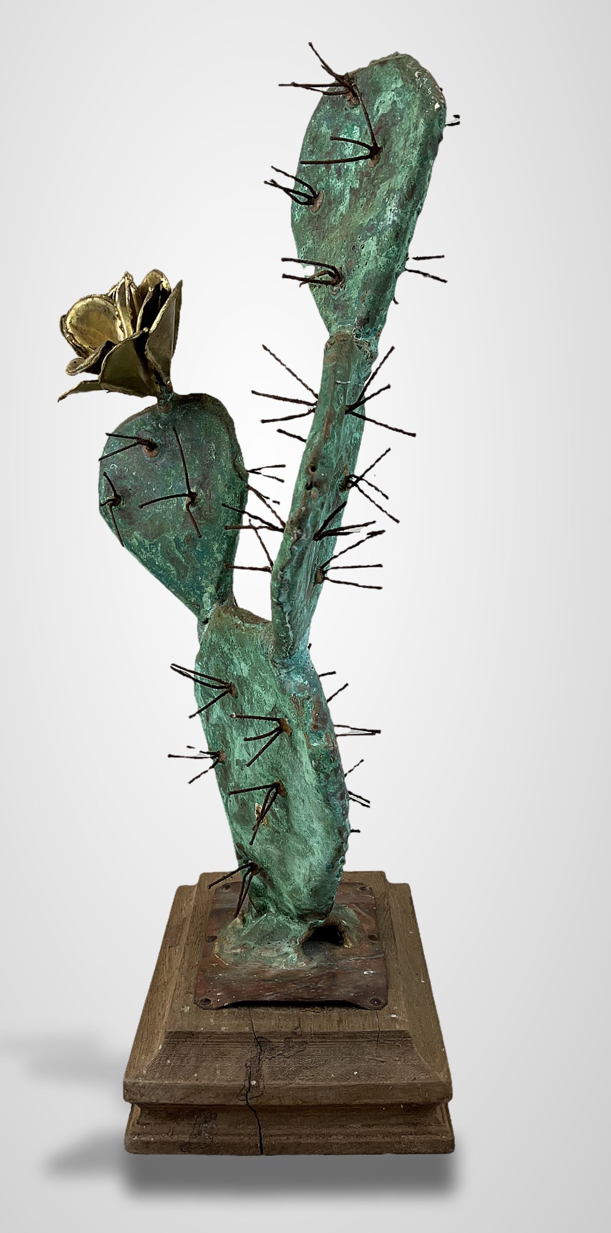 Mixed Metal Cactus Rose Sculpture - 8