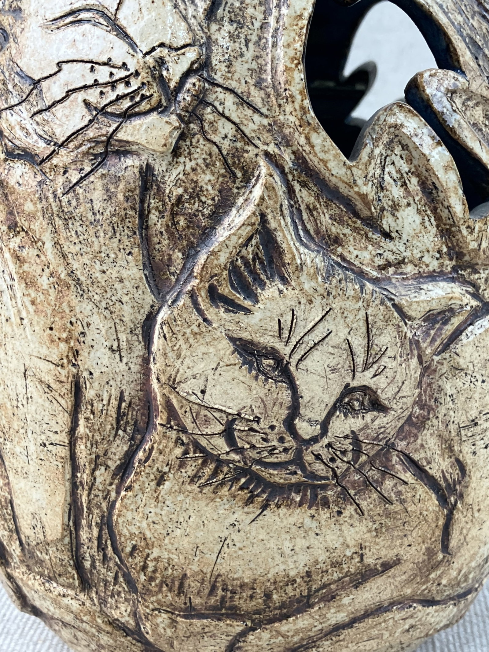 Studio Pottery Cat Vase - 3