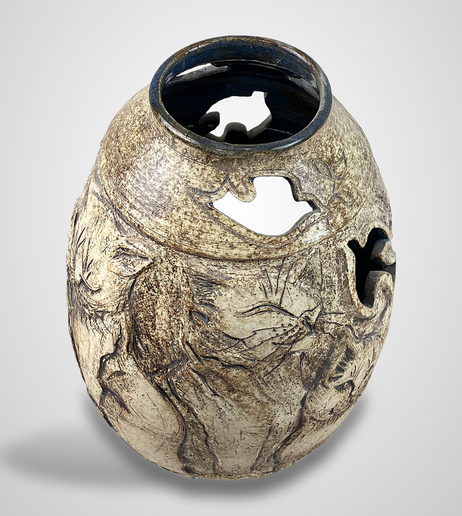 Studio Pottery Cat Vase - 4