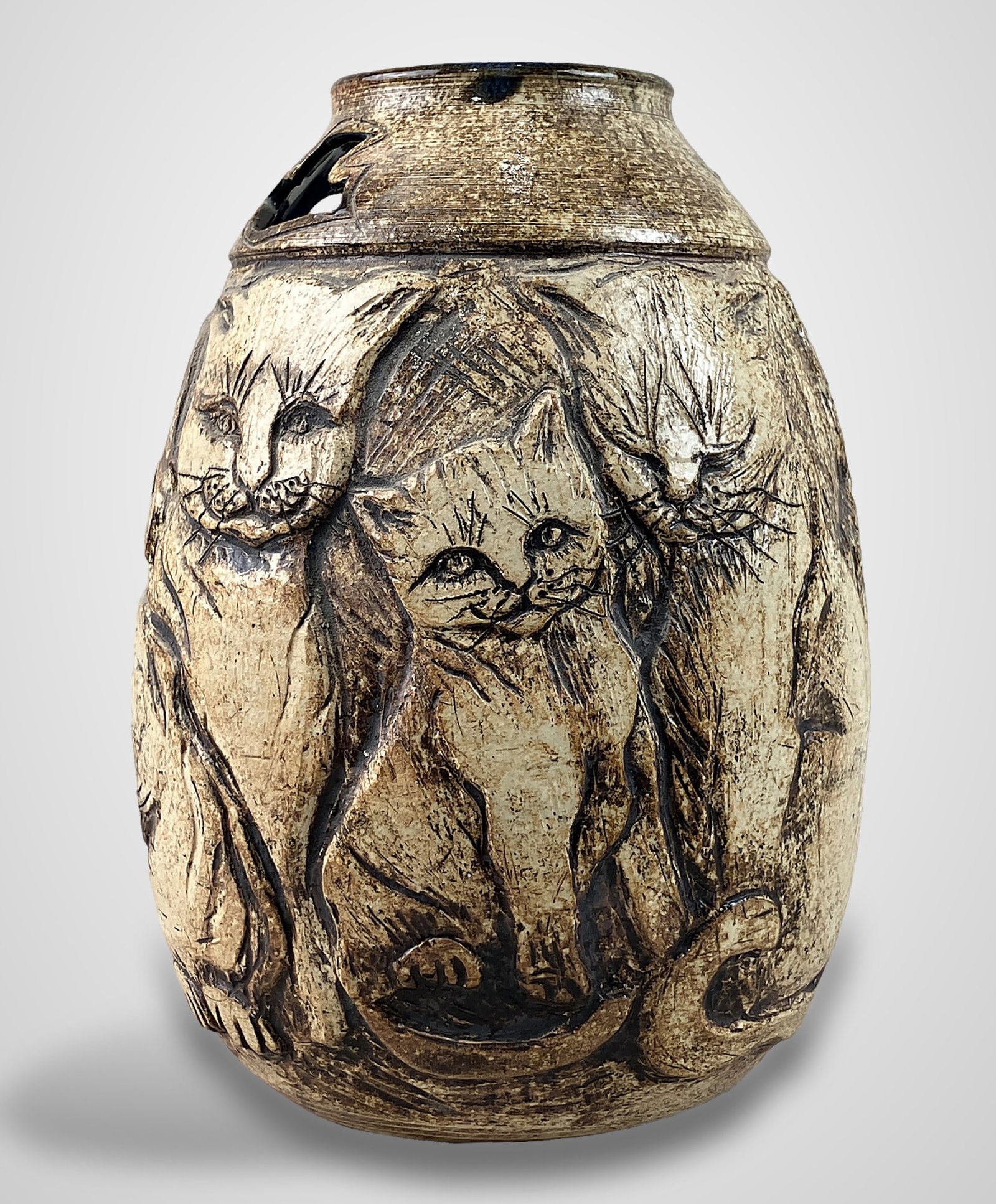 Studio Pottery Cat Vase - 5