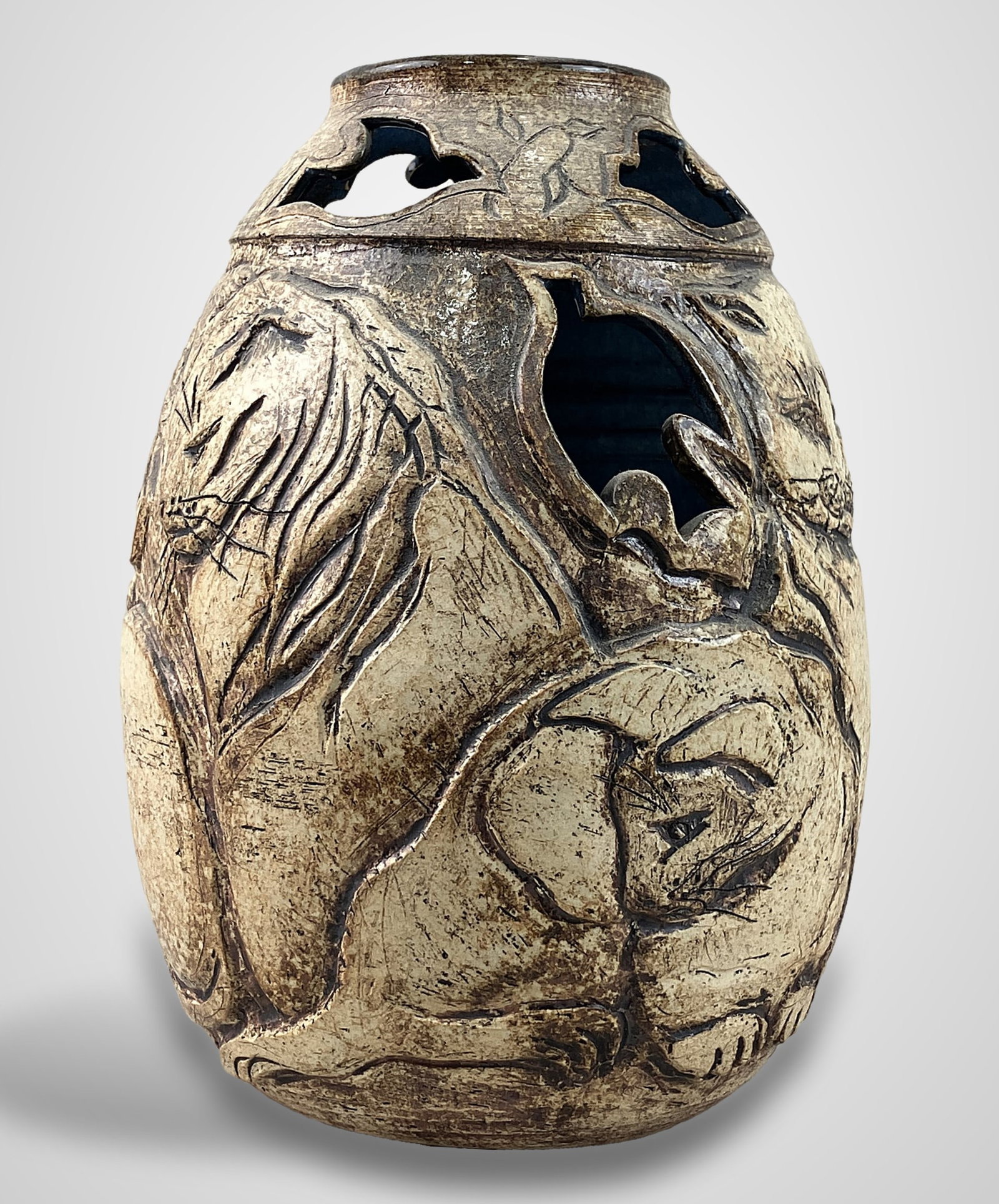Studio Pottery Cat Vase - 6