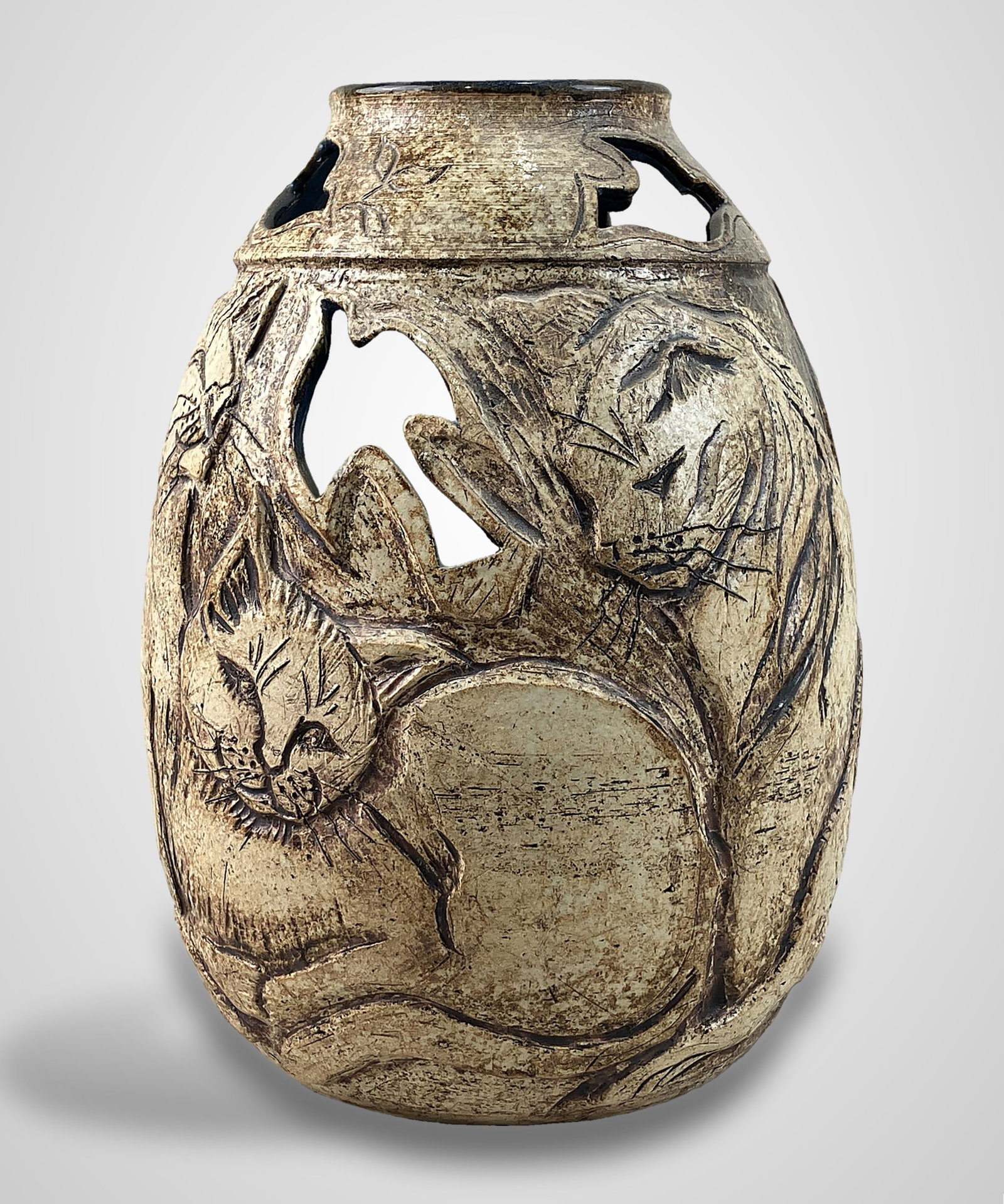 Studio Pottery Cat Vase - 7