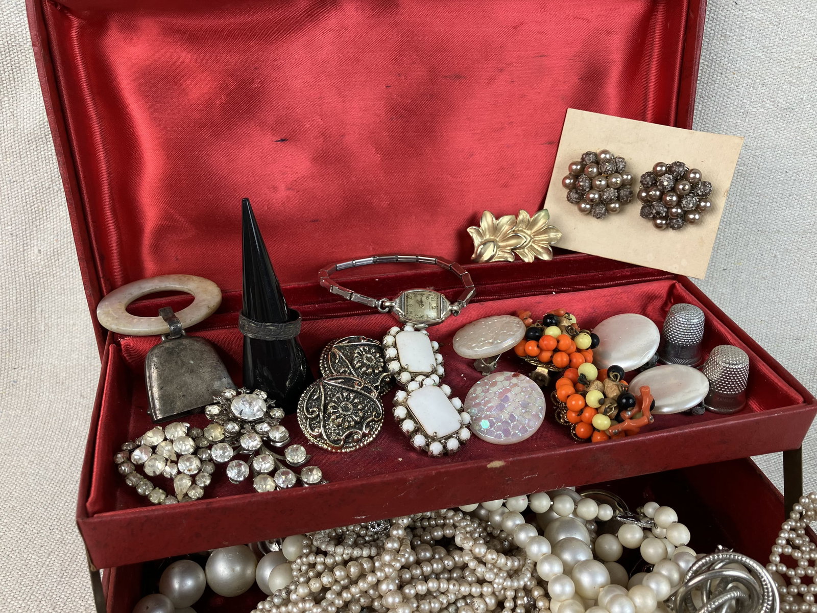 Vintage Jewelry and Jewelry Box Including Silver - 3