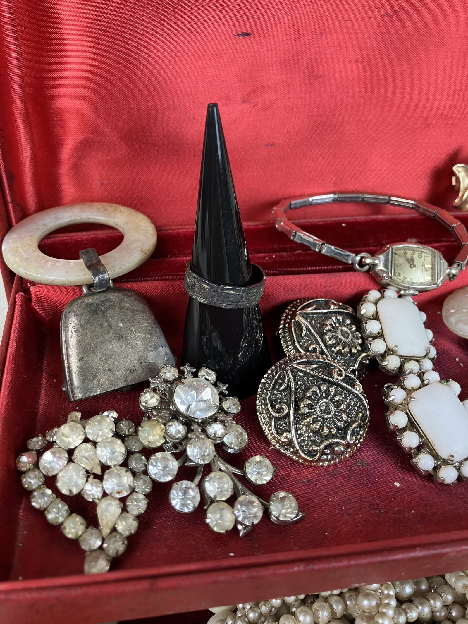 Vintage Jewelry and Jewelry Box Including Silver - 4