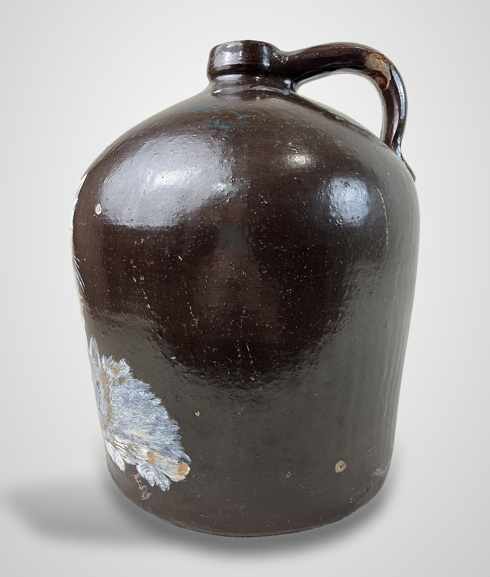 Folk Art Cat Painted Stoneware Merrill Company Jug - 10
