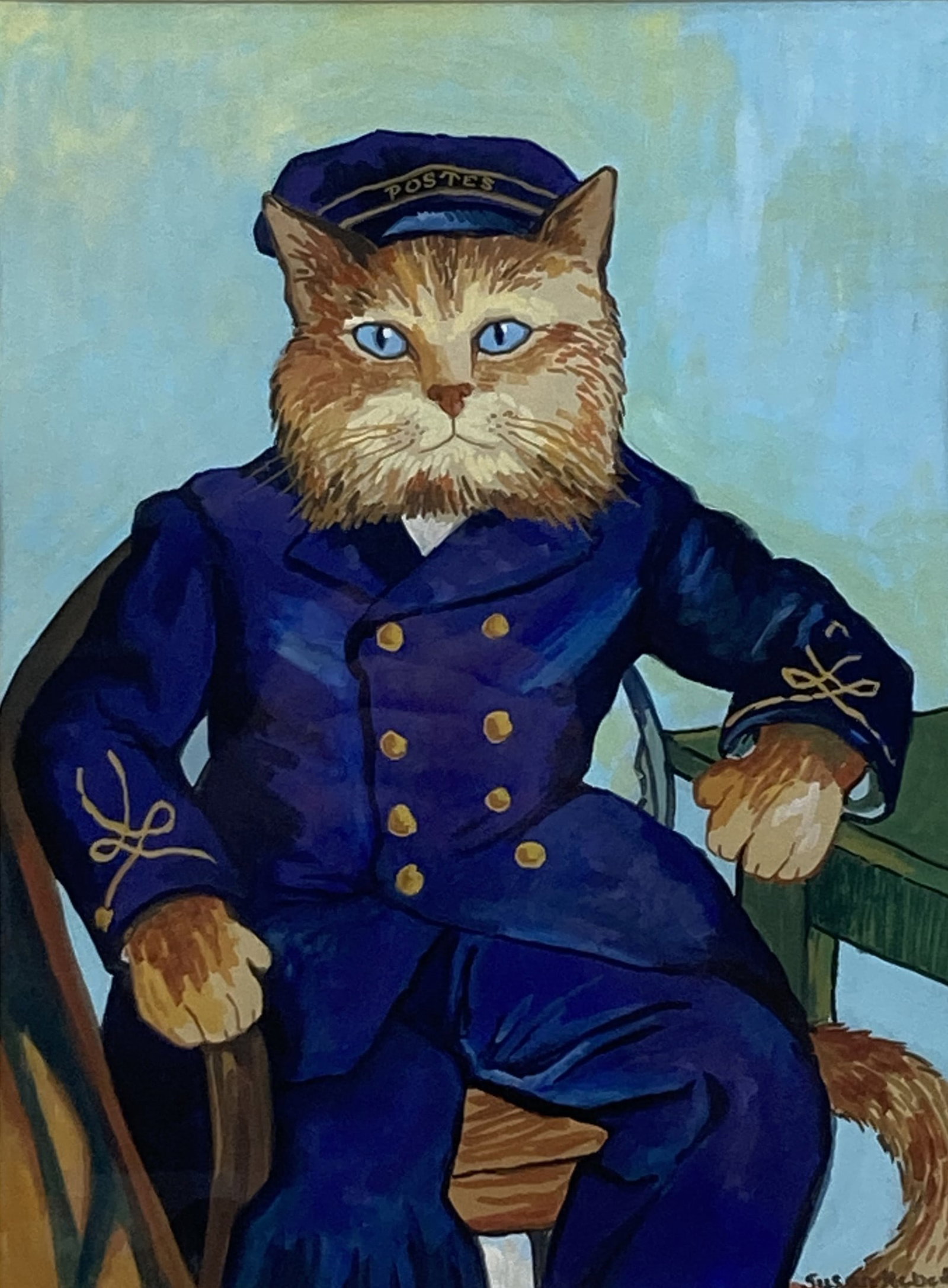 Susan Herbert, Postman Joseph Roulin after Van Gogh, Gouache Painting - 2