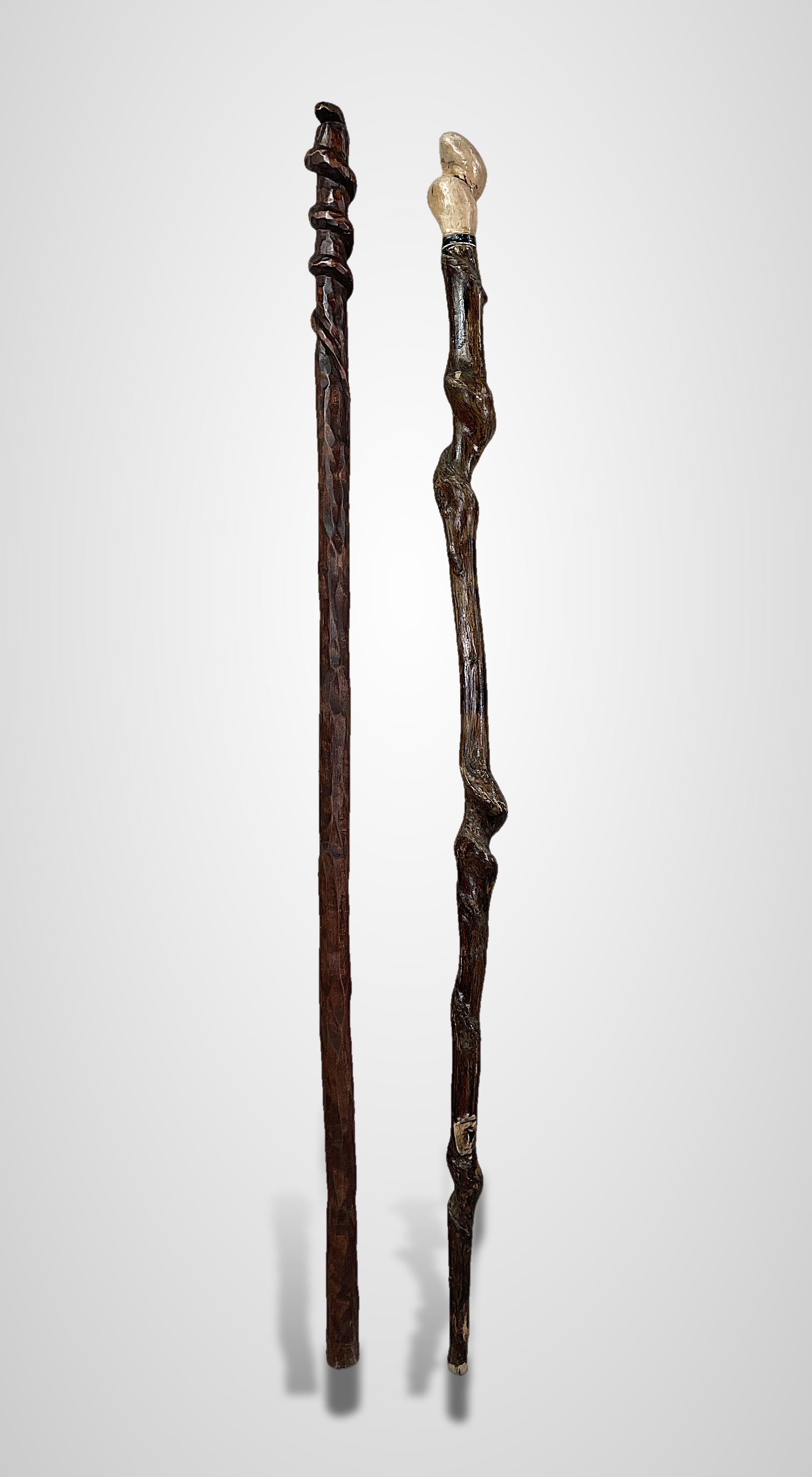 Two Folk Art Carved Canes - 2