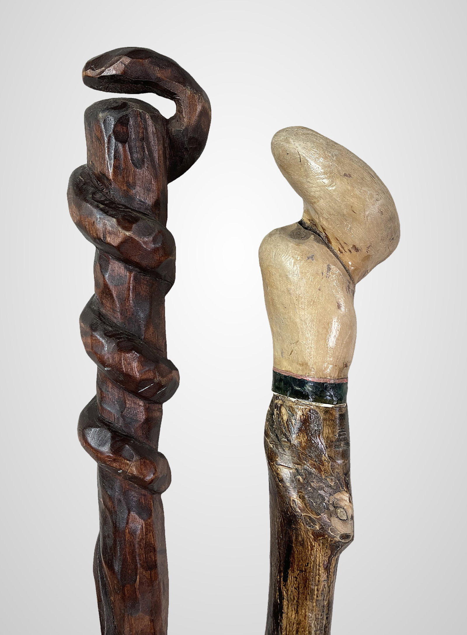 Two Folk Art Carved Canes - 6