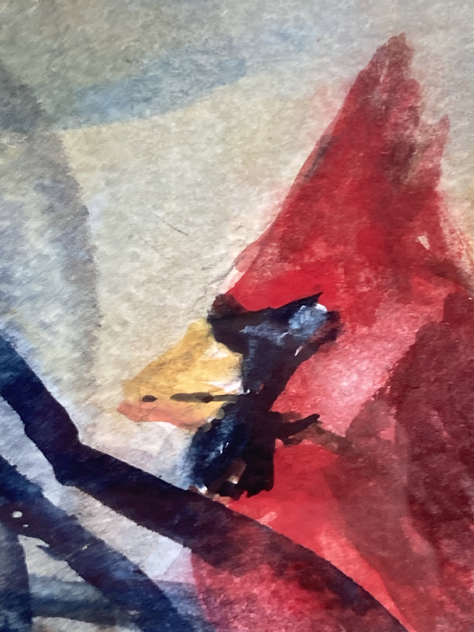 Gaye Sanders Fisher, Cardinal in Tree, Watercolor Painting - 3
