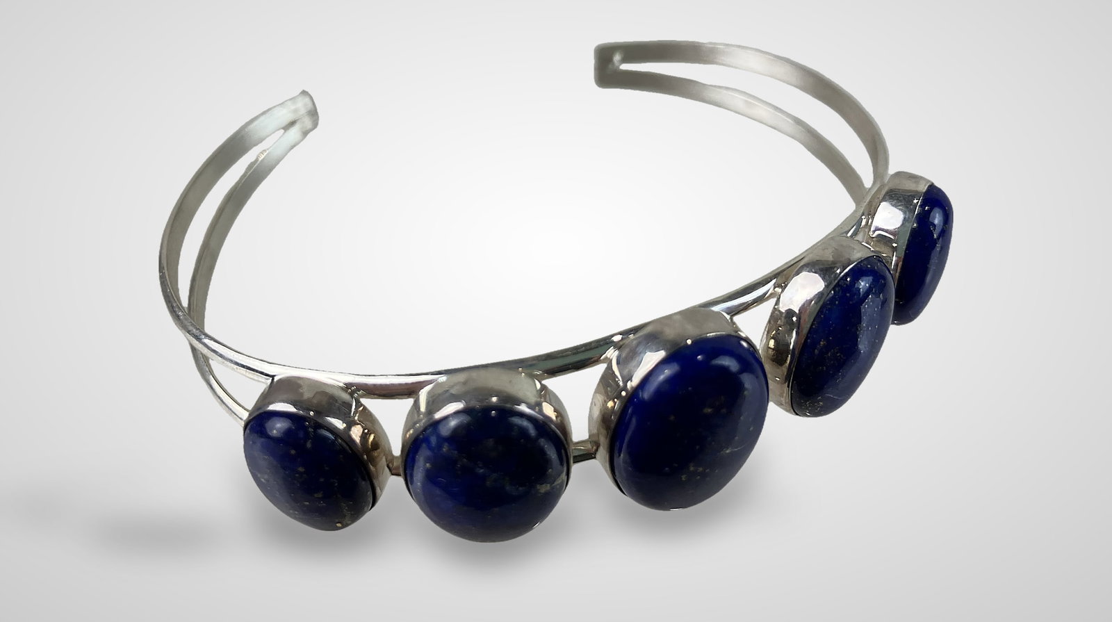 Sterling Silver and Lapis Lazuli Cuff Bracelet - 2