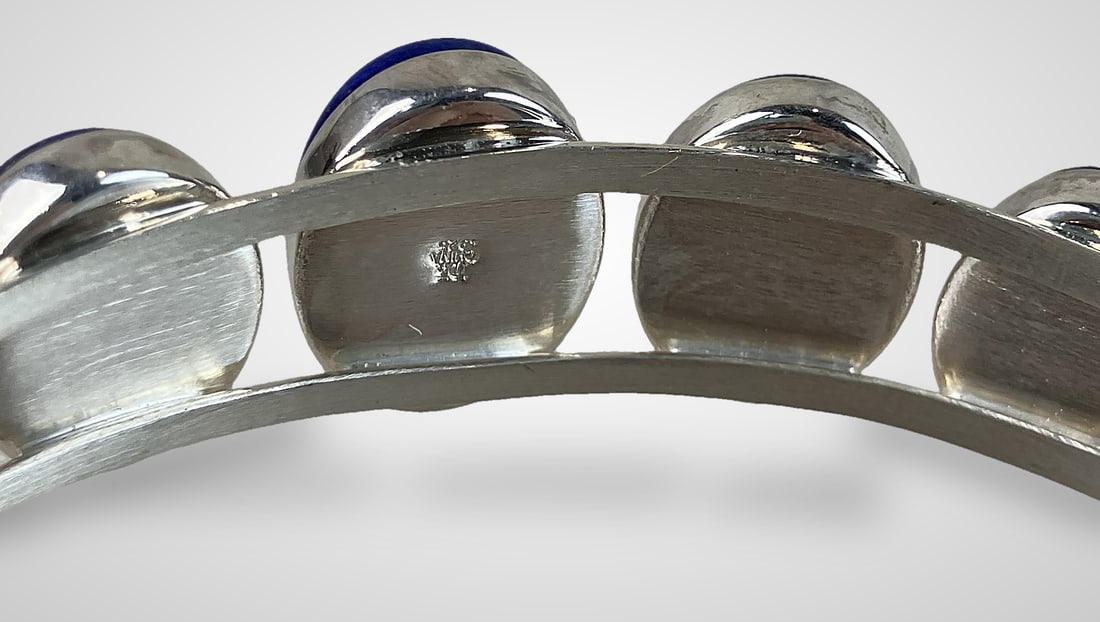 Sterling Silver and Lapis Lazuli Cuff Bracelet - 5