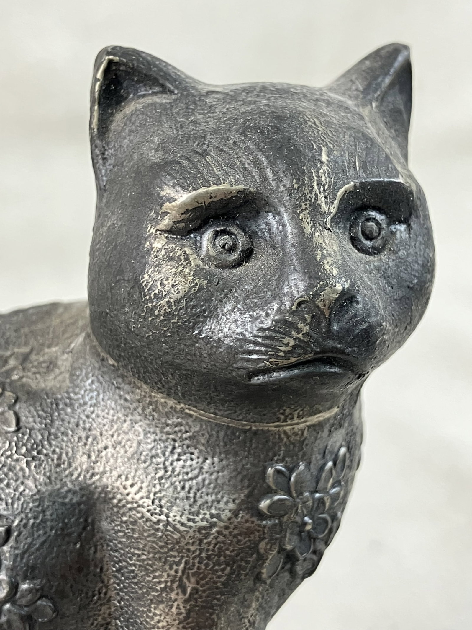 Italian Cat Figurine on Marble Base - 3