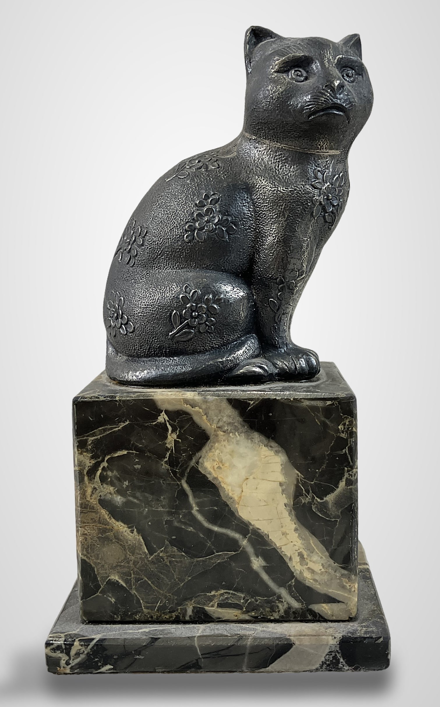 Italian Cat Figurine on Marble Base - 5