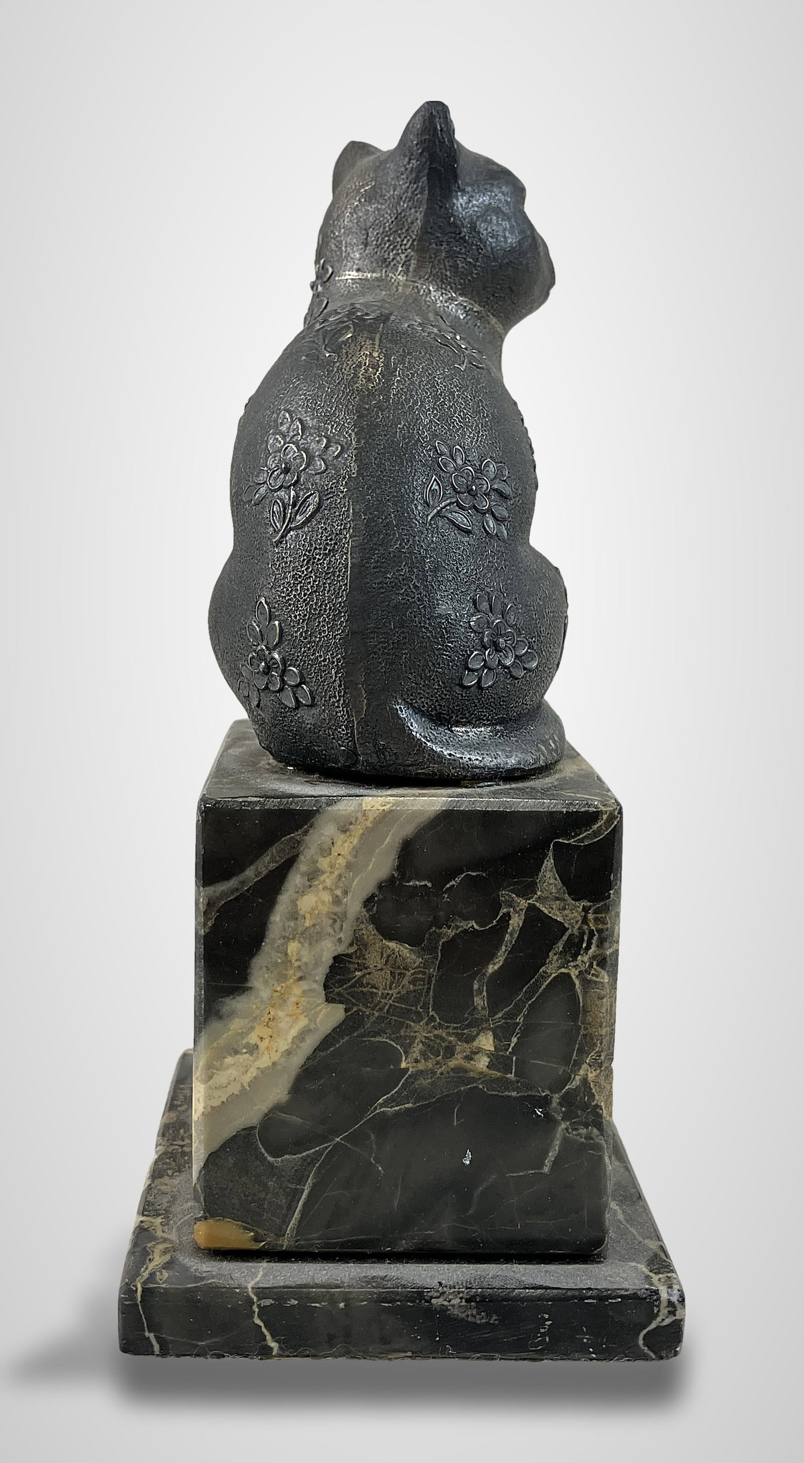 Italian Cat Figurine on Marble Base - 6