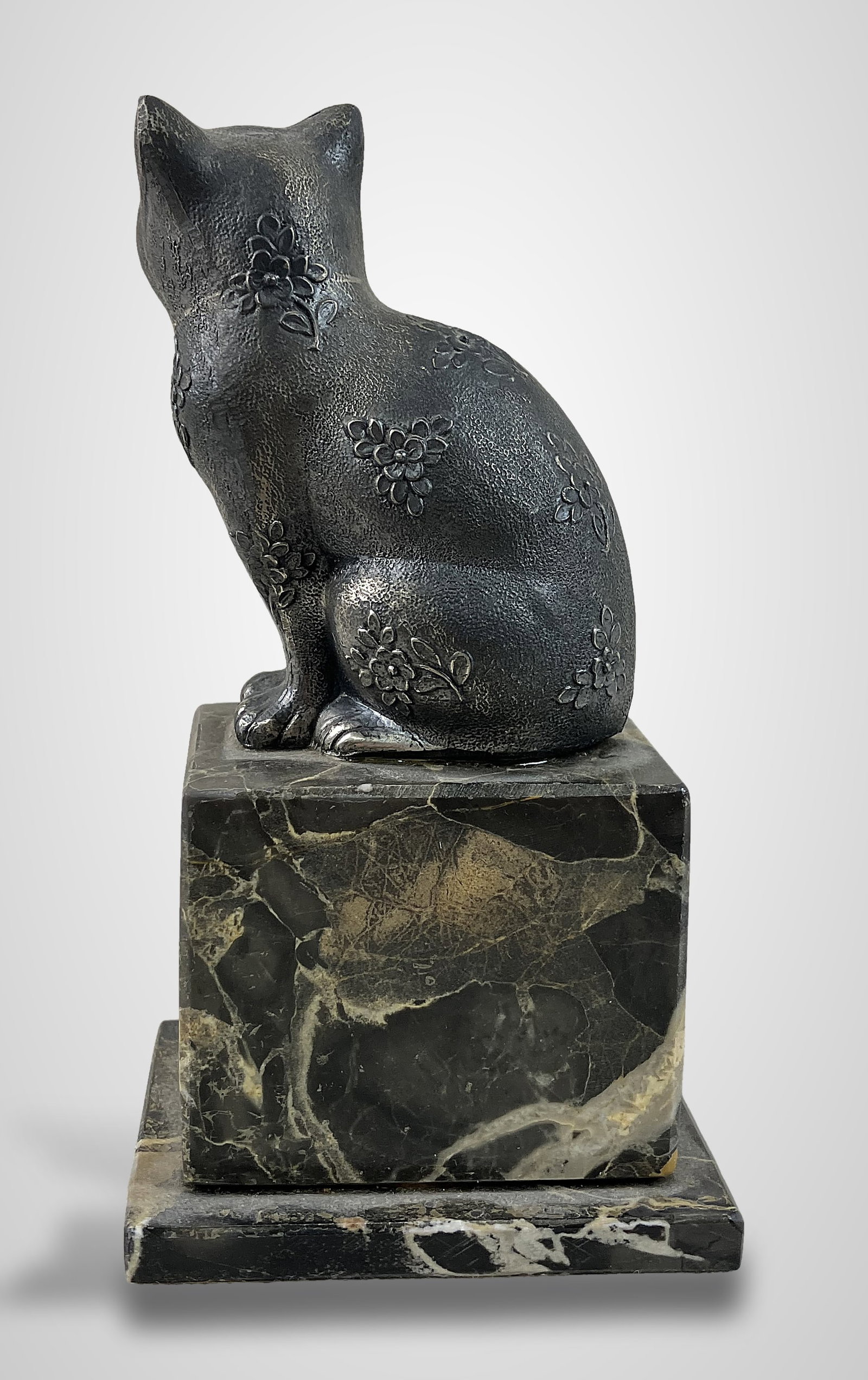 Italian Cat Figurine on Marble Base - 7