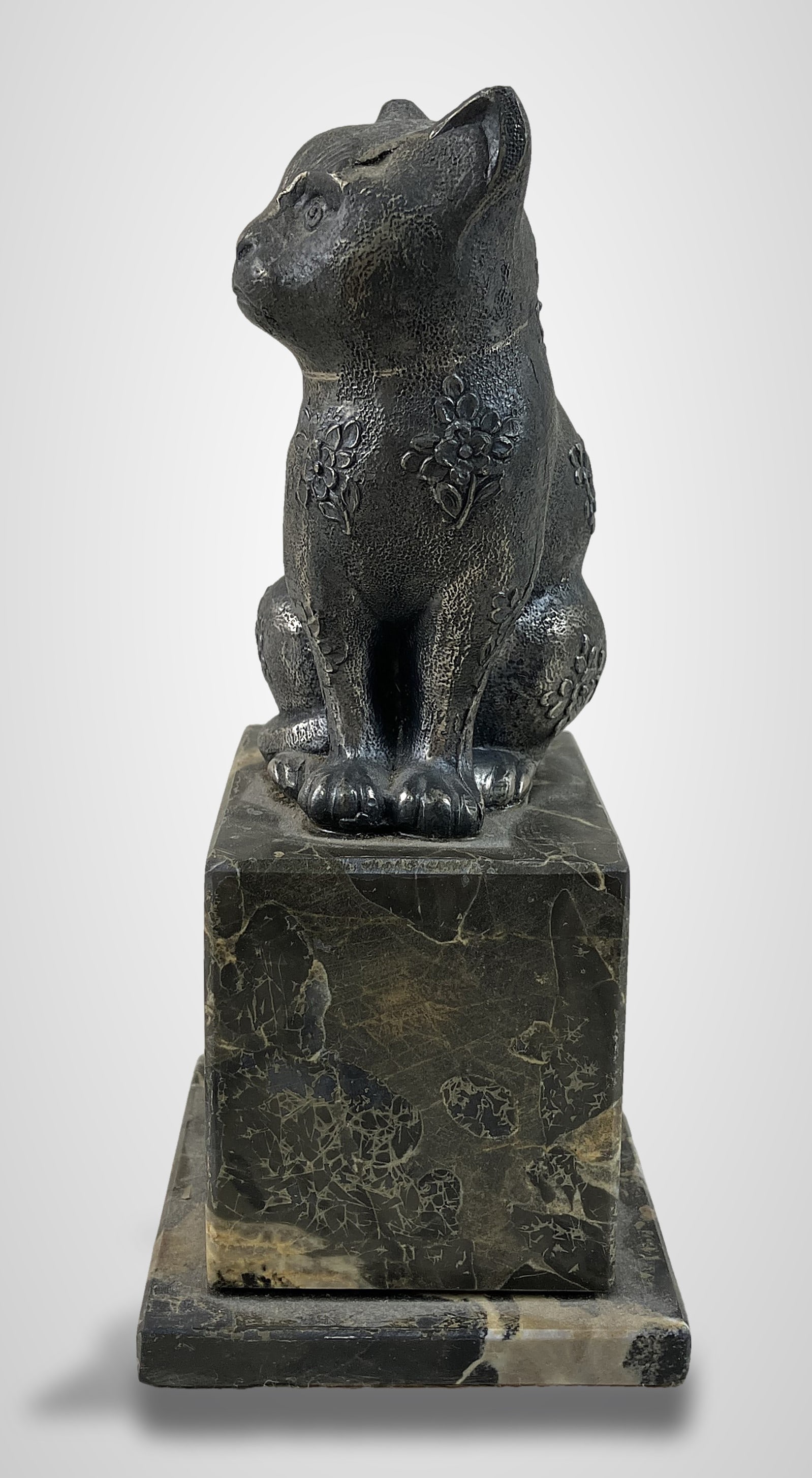 Italian Cat Figurine on Marble Base - 8