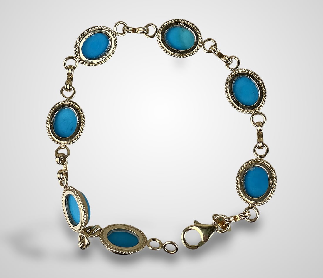 14 KT Gold Turquoise Bracelet - 5