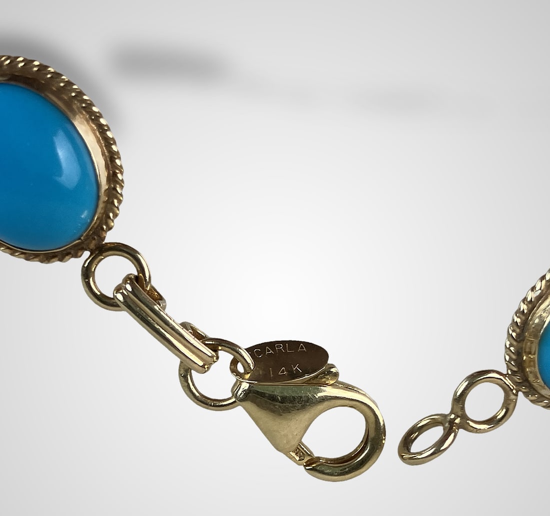14 KT Gold Turquoise Bracelet - 7