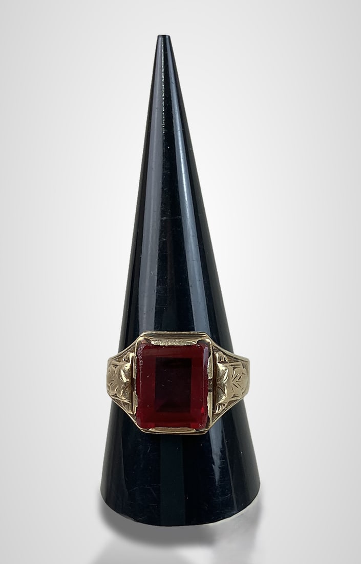 Mens 10KT Gold Art Deco Ring - 3