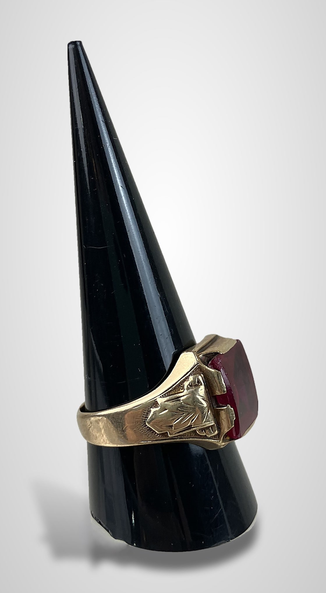 Mens 10KT Gold Art Deco Ring - 4