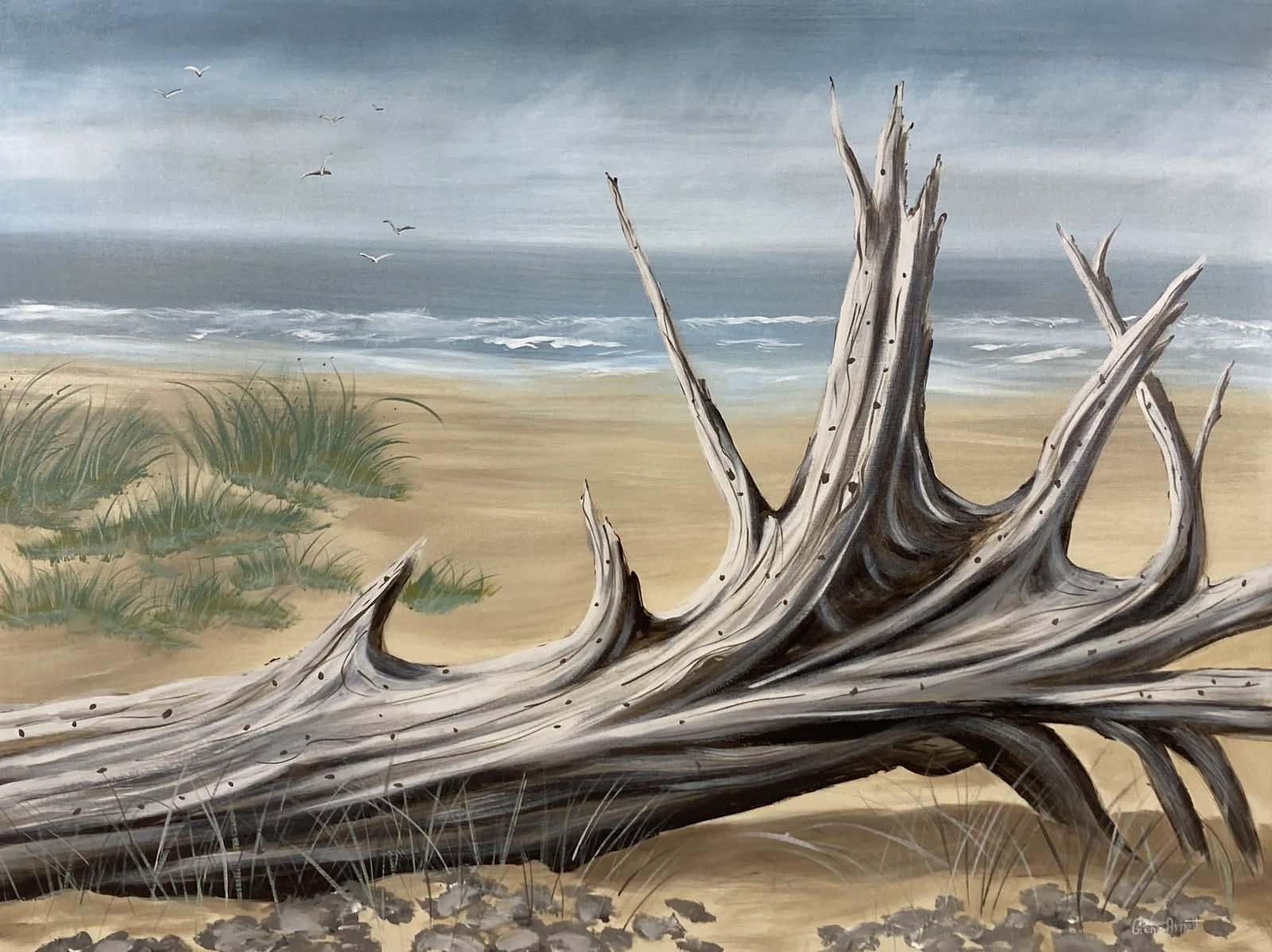 Gene Arnett, Mid-Century Coastal Beachscape, Oil Painting - 2