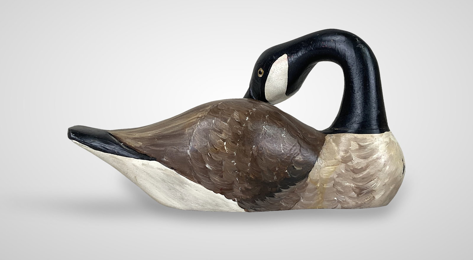 Signed Carved Canada Goose Figure - 3
