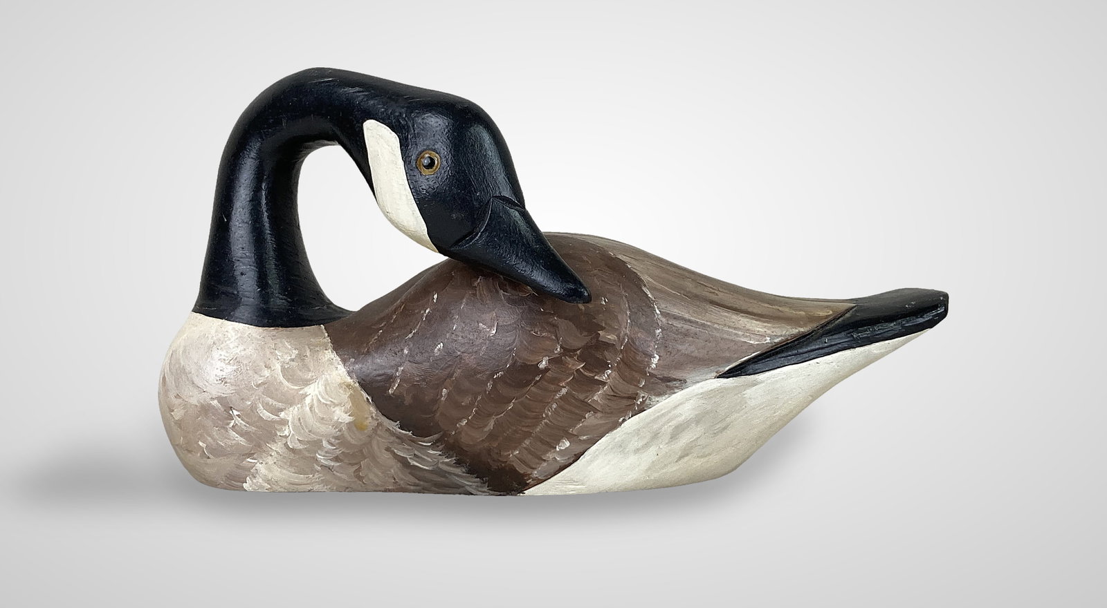 Signed Carved Canada Goose Figure - 5