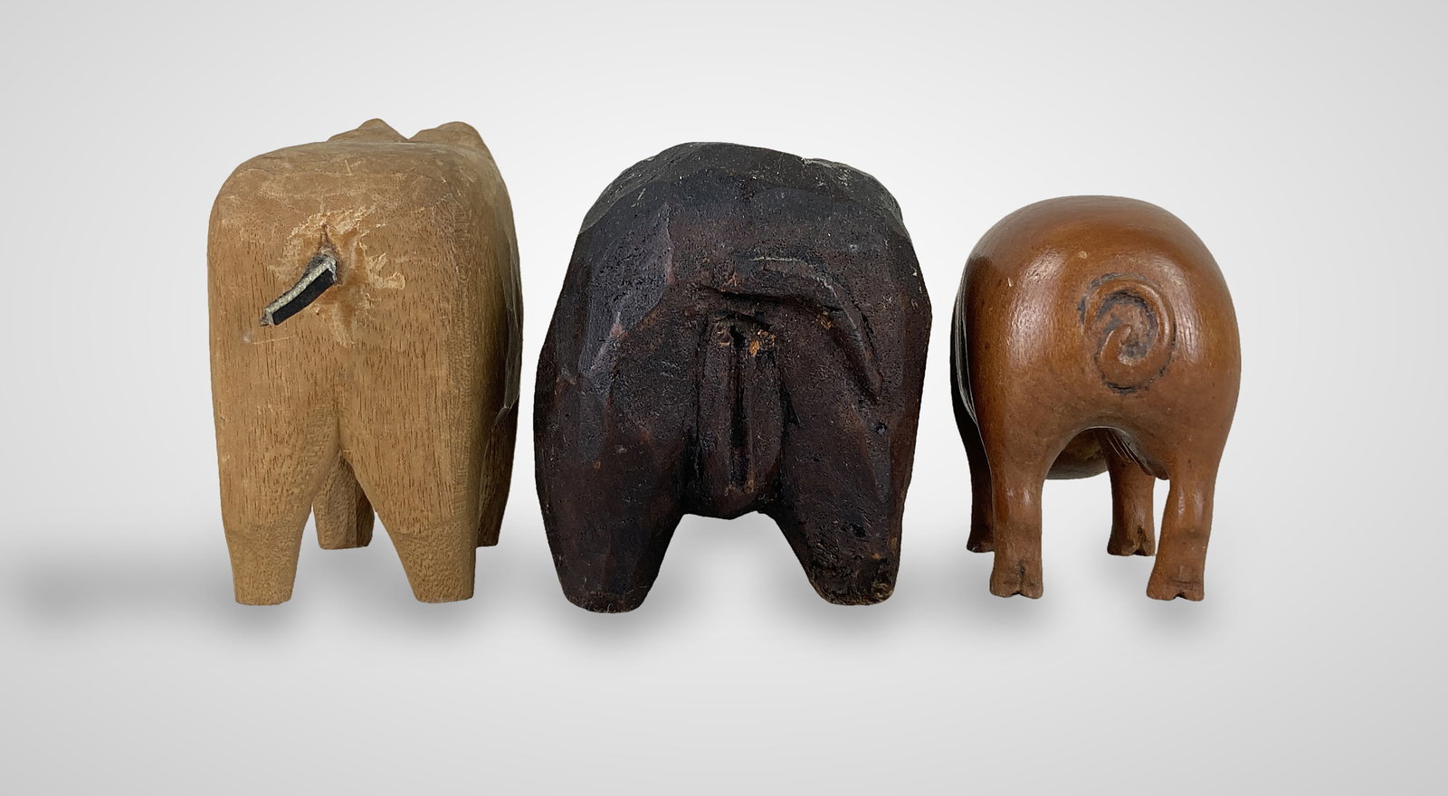 Folk Art Carved Pig Figures - 4