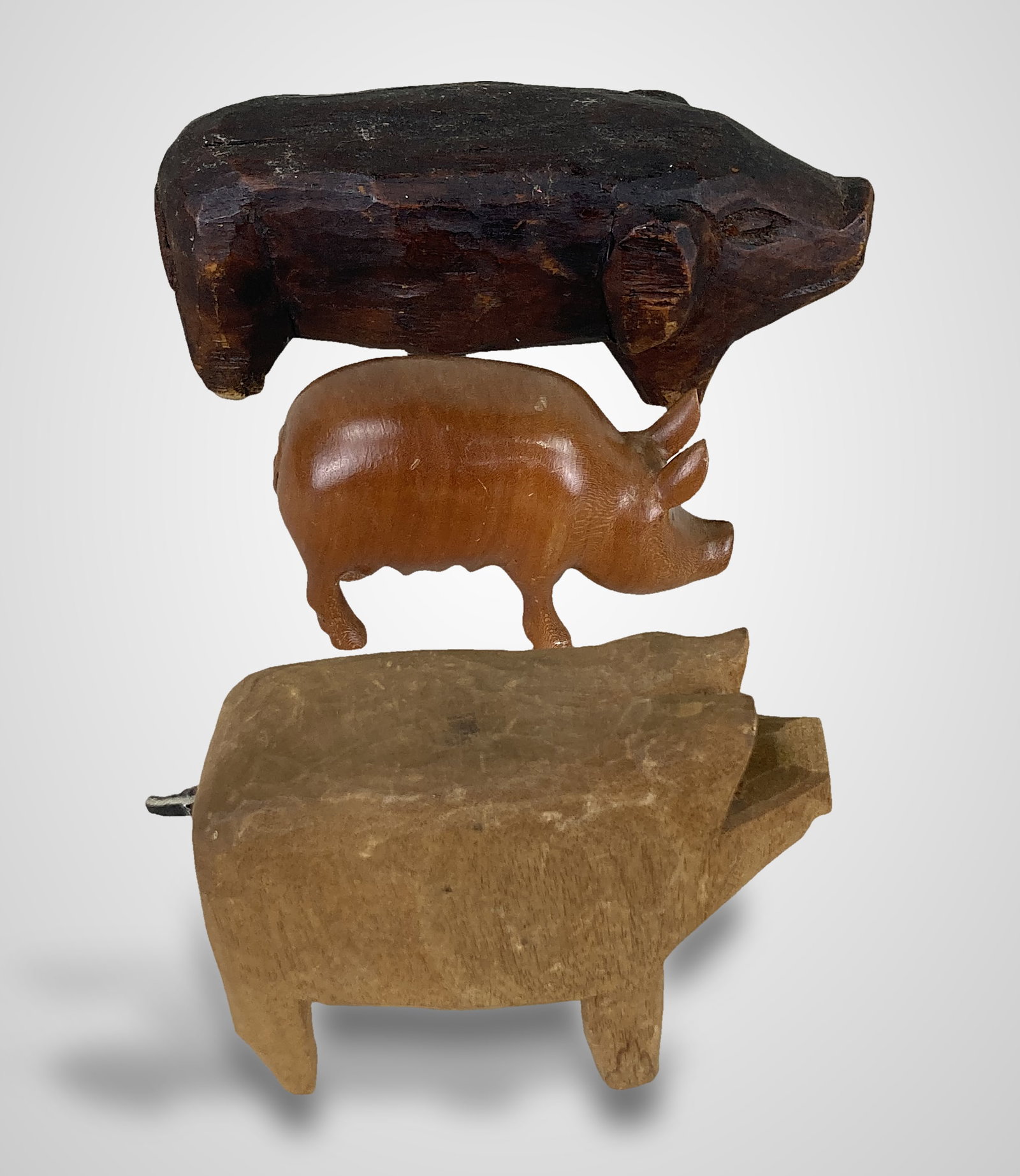 Folk Art Carved Pig Figures - 5