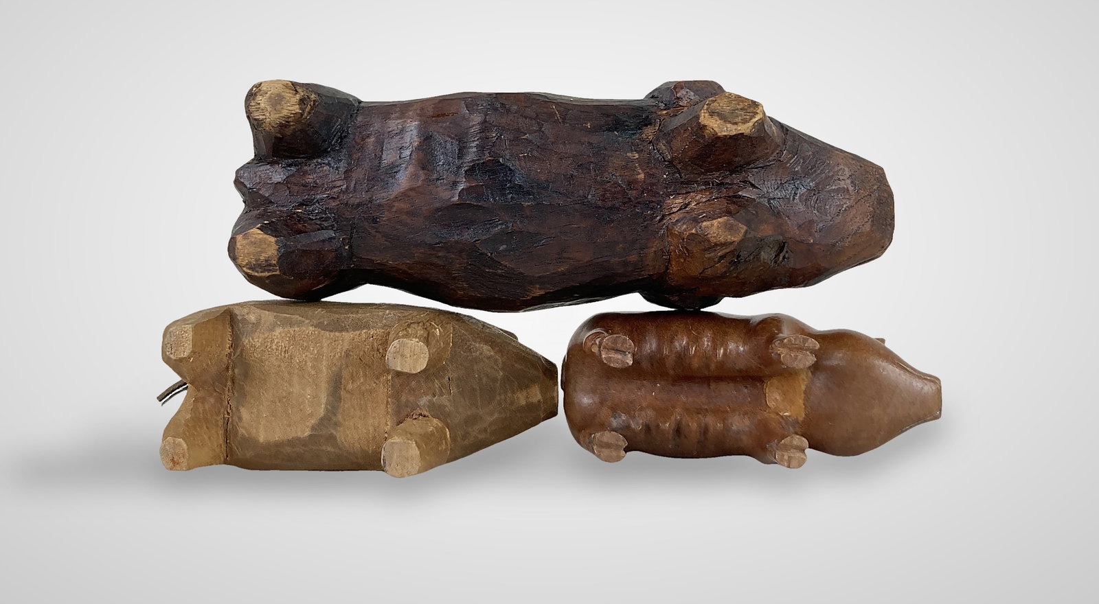 Folk Art Carved Pig Figures - 6