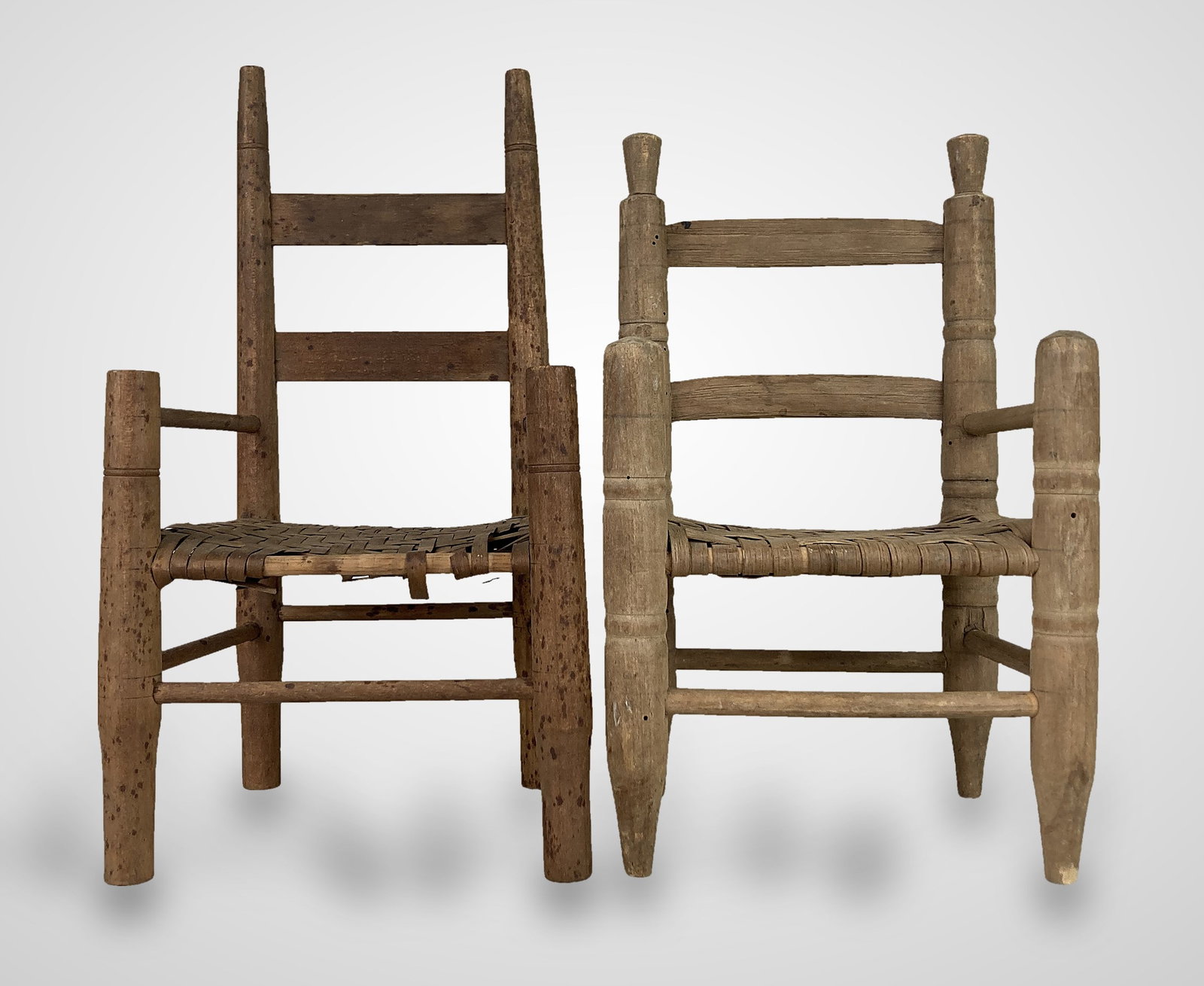 Small Country Ladder Back Doll Chairs - 2