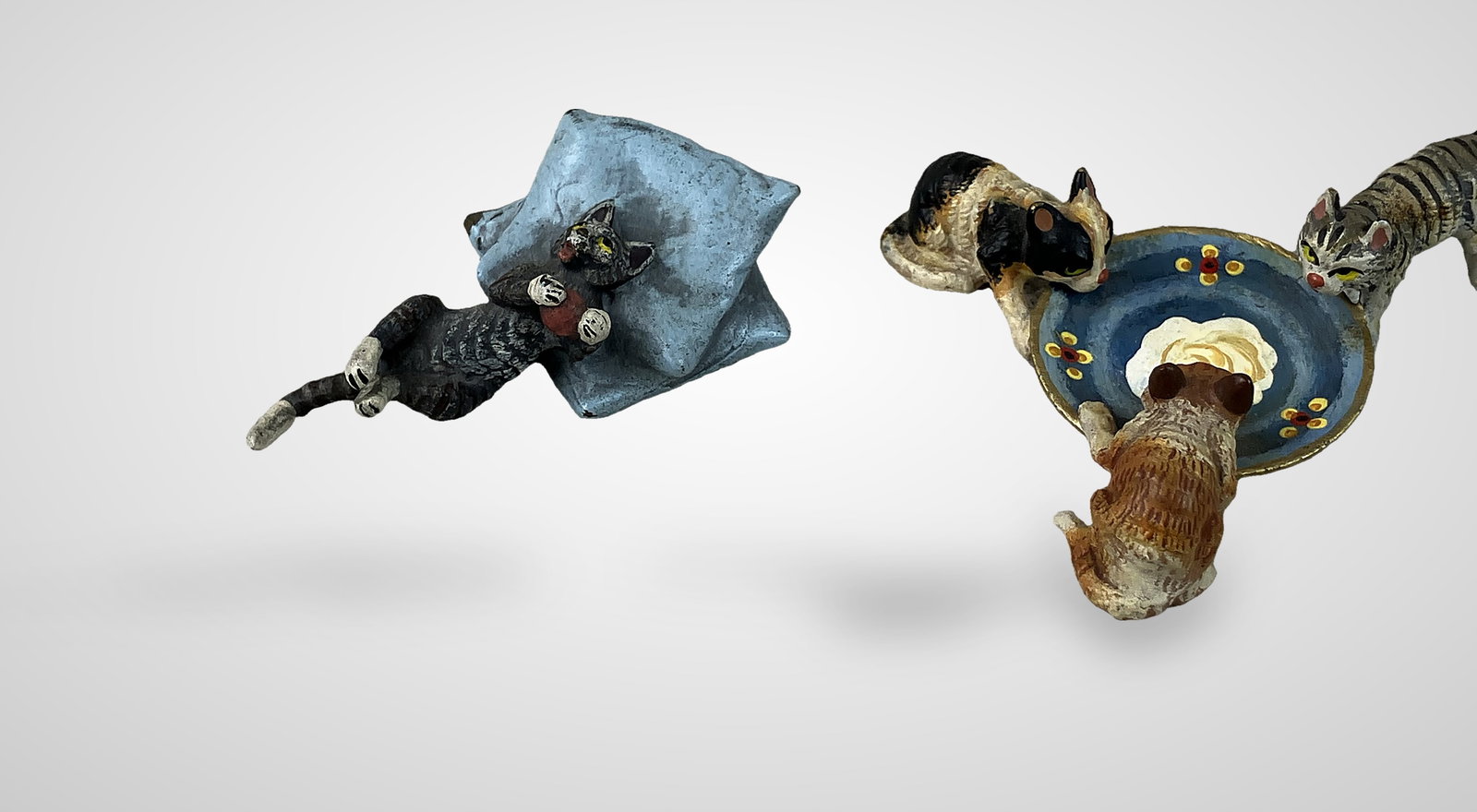 Miniature Bronze Cats Including Franz Bergman - 5