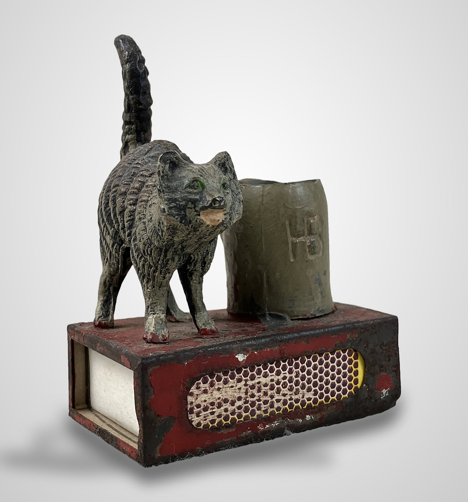 Polychromed Cat Matchbox Holder - 2