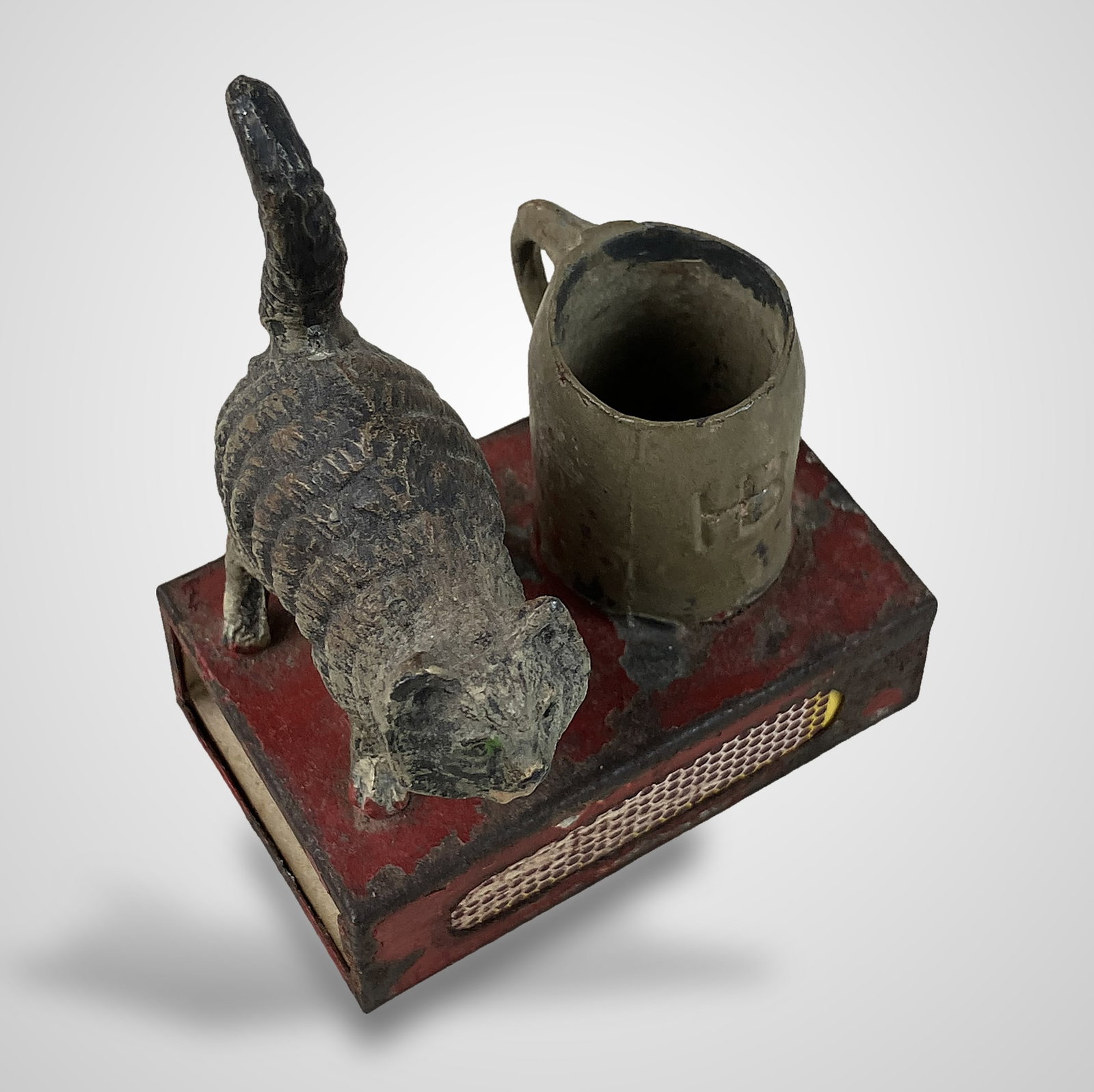 Polychromed Cat Matchbox Holder - 3