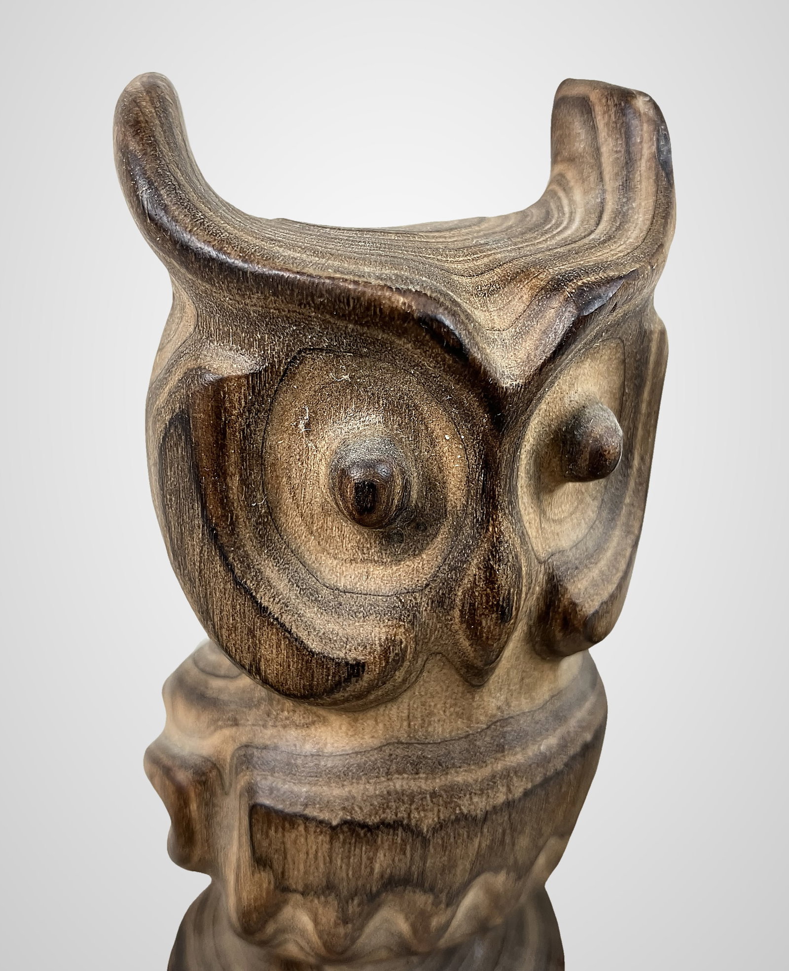 Three Folk Art Carved Owl Figurines - 3