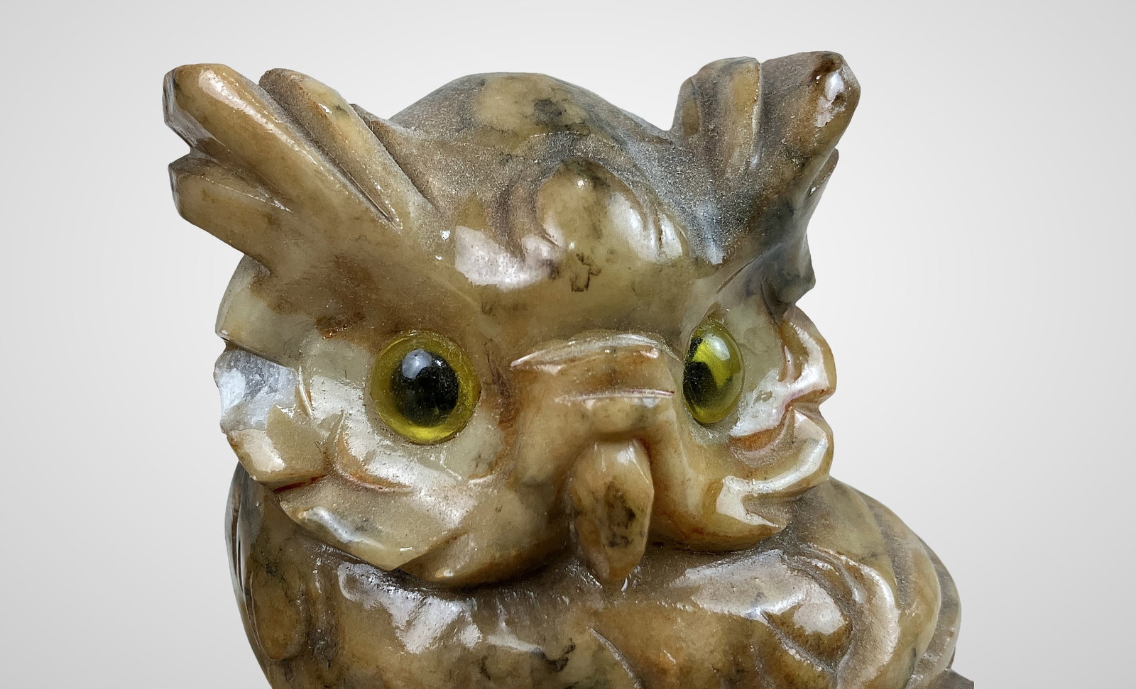 Three Folk Art Carved Owl Figurines - 4
