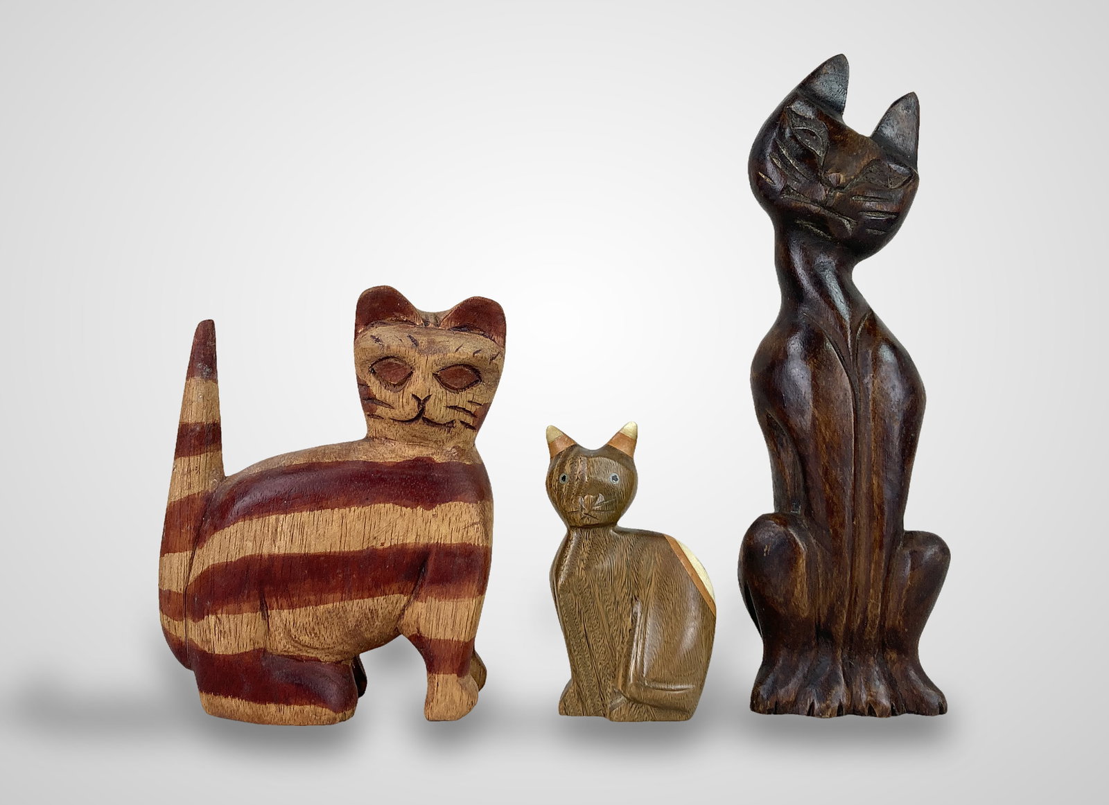 Folk Art Carved Cat Figures - 2