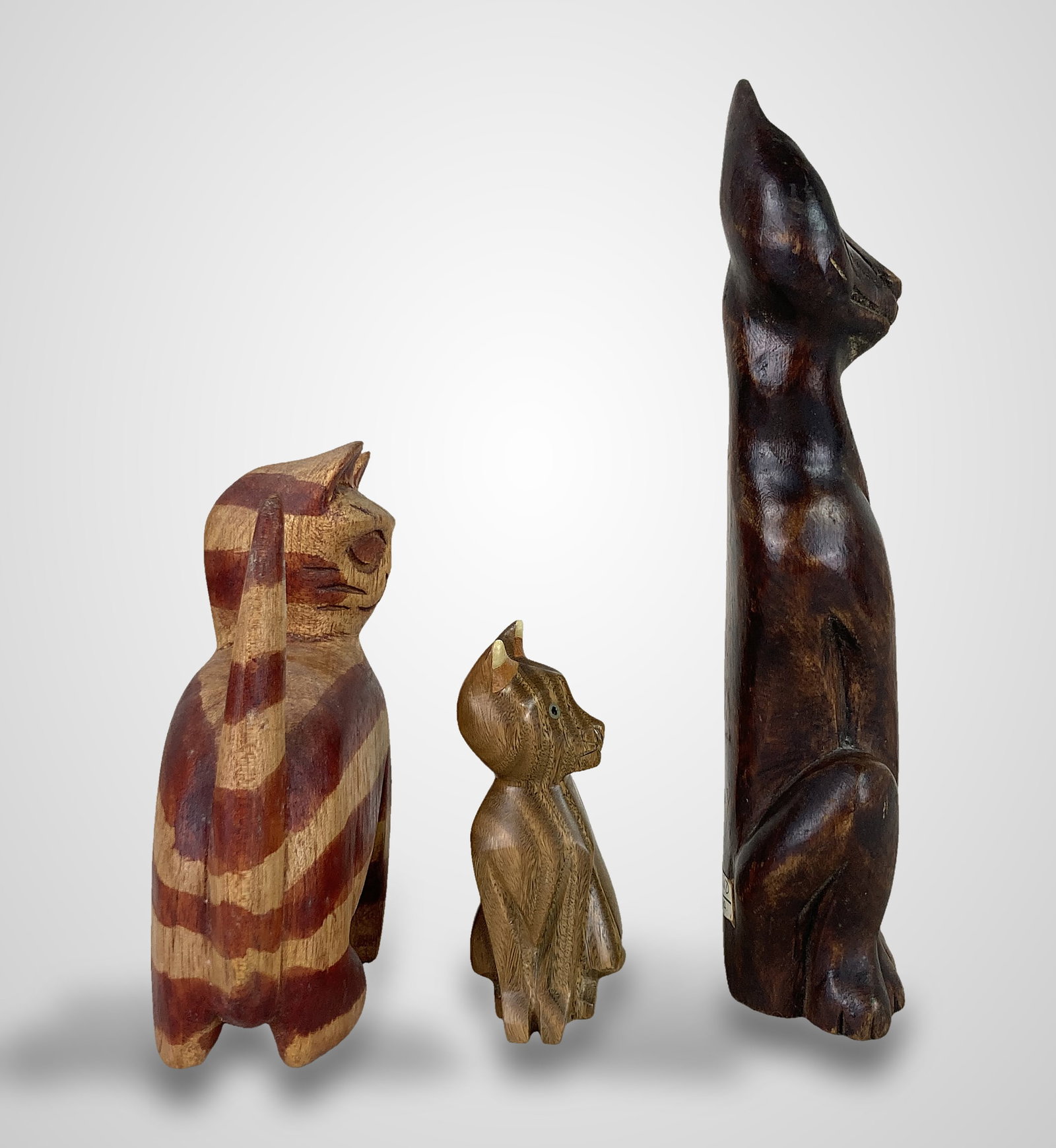 Folk Art Carved Cat Figures - 3