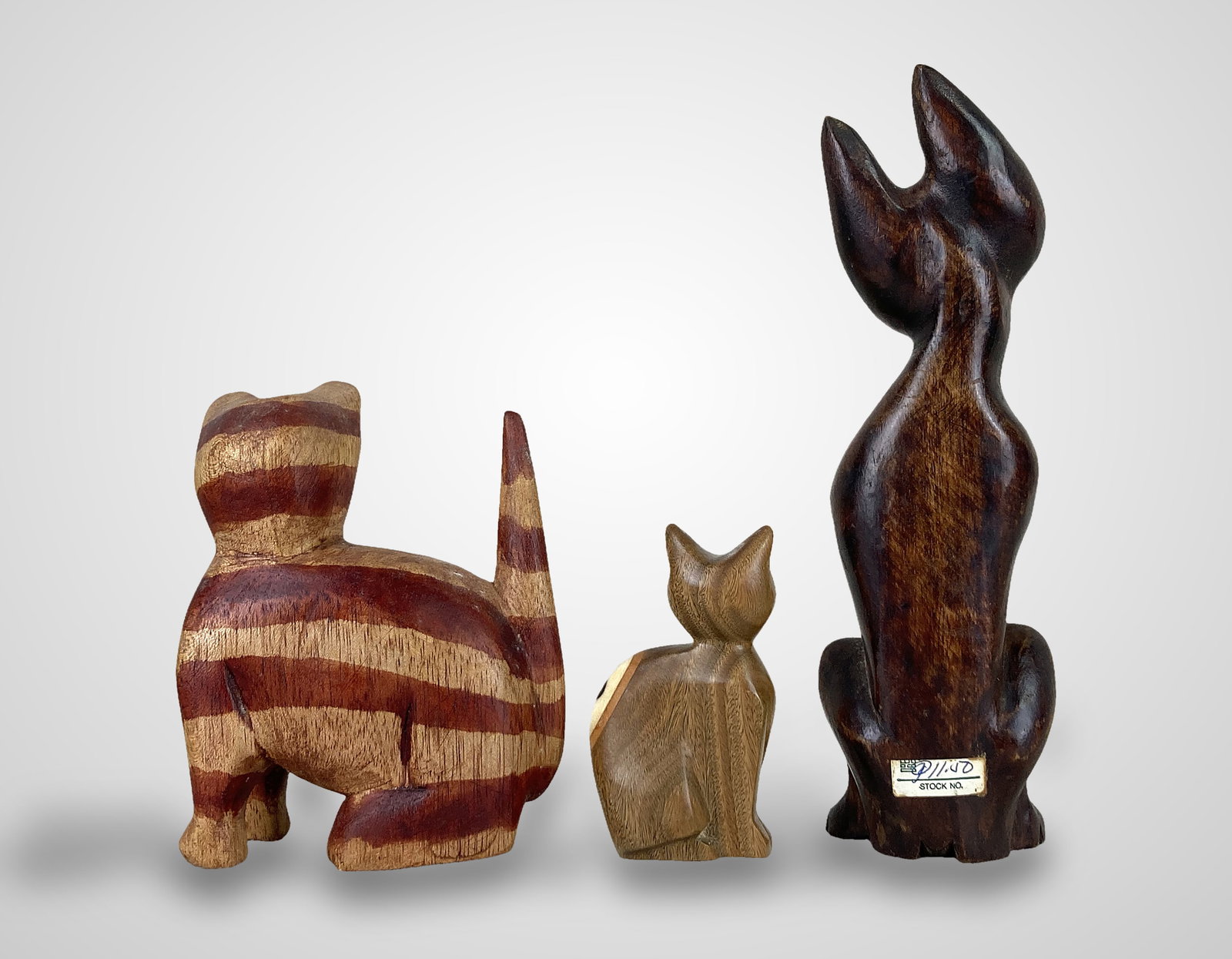 Folk Art Carved Cat Figures - 4