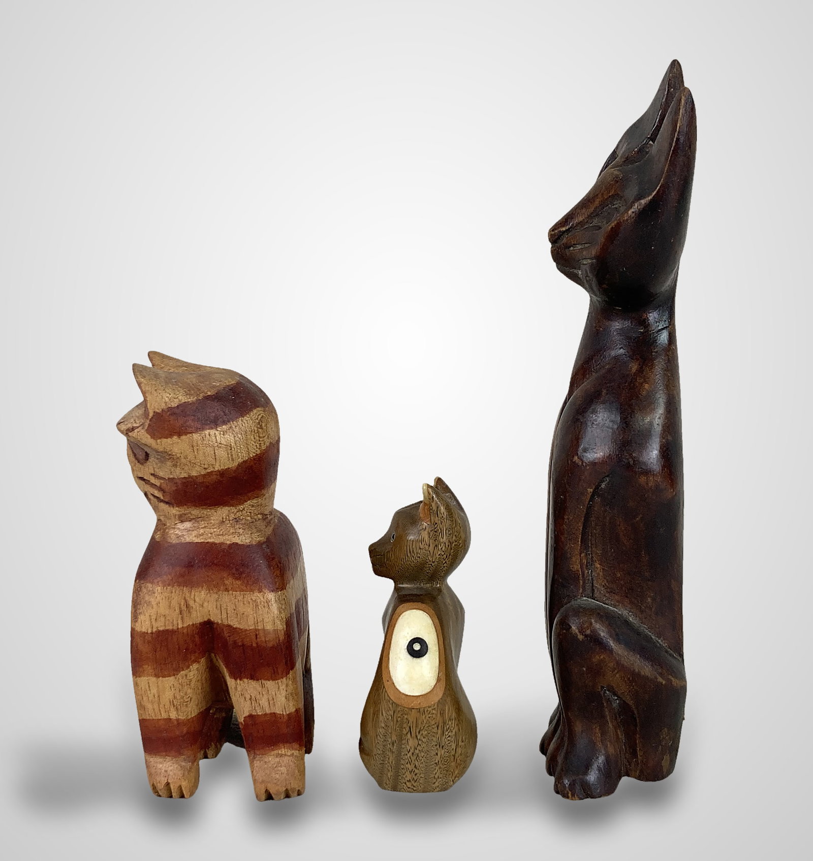 Folk Art Carved Cat Figures - 5