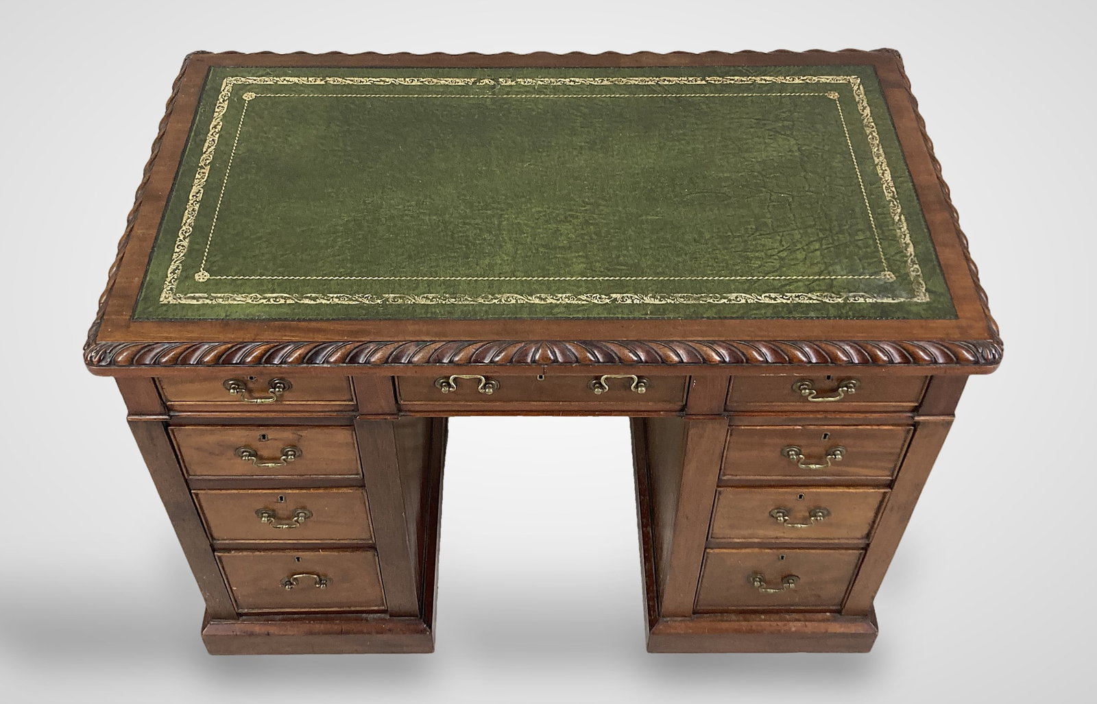 Georgian Tooled Leather Top Pedestal Desk - 2
