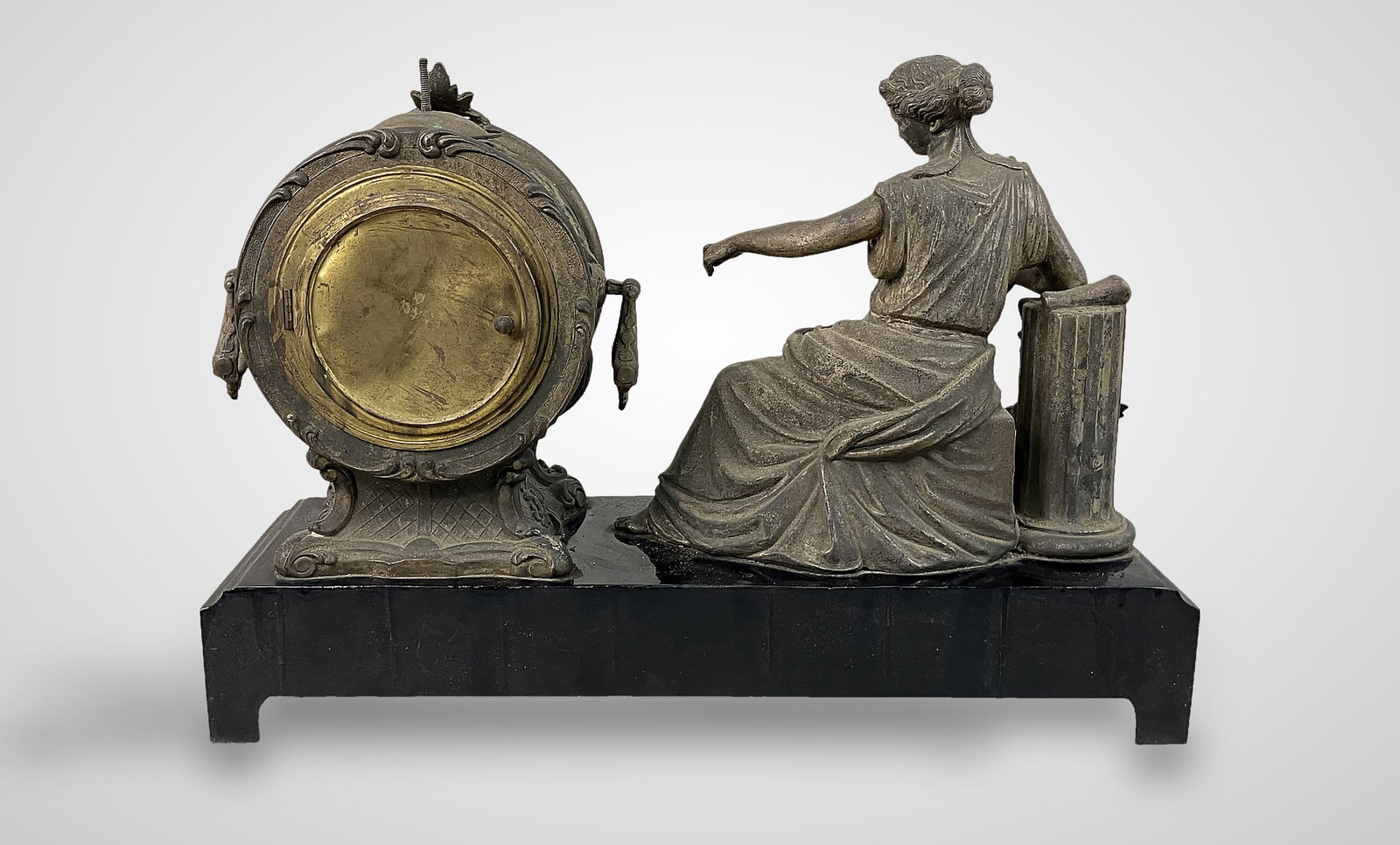 Neoclassical New Haven Figural Mantel Clock - 6