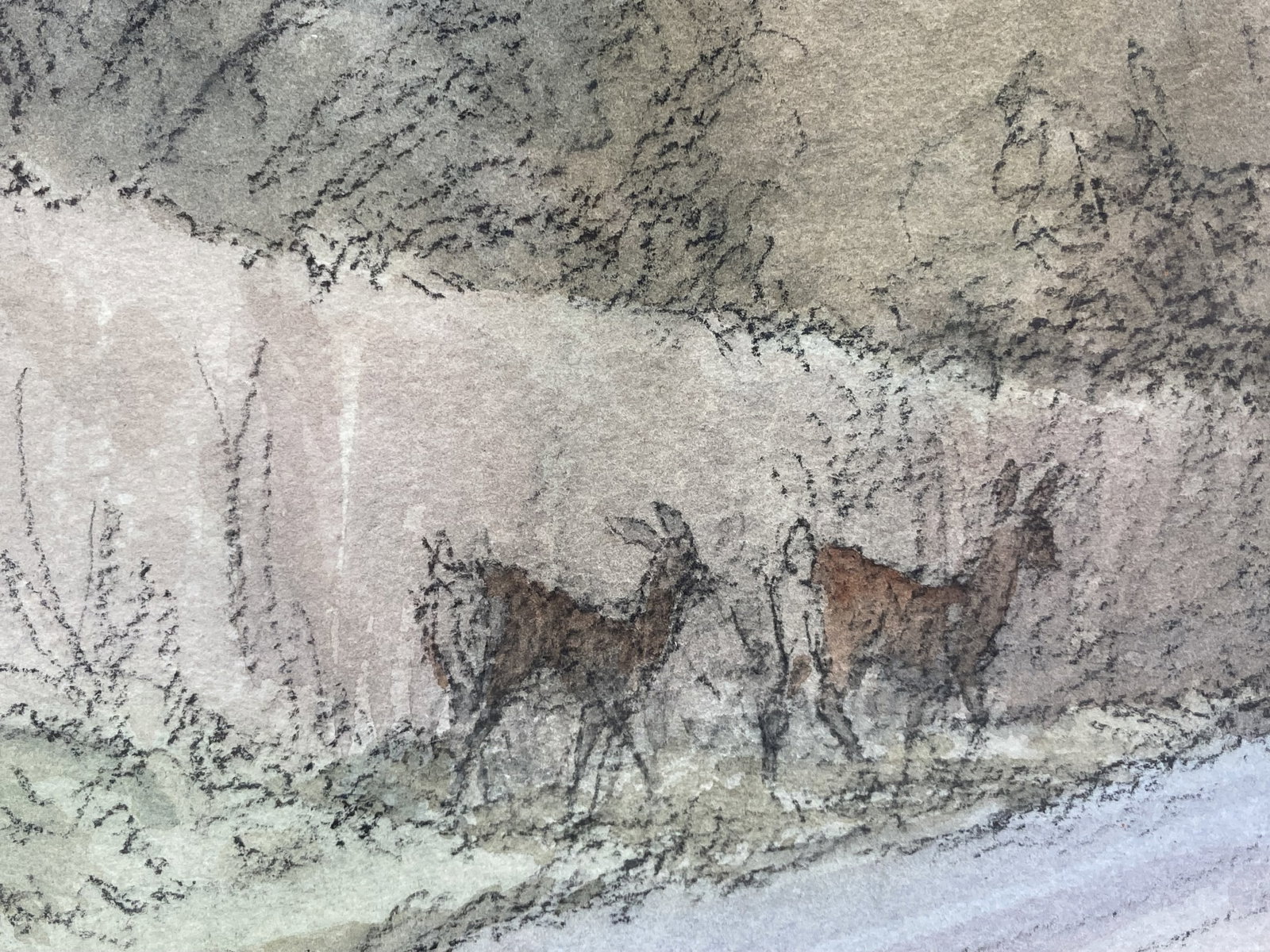 Mid-Century Modern, Forest Landscape, Signed Mixed Media Painting - 3